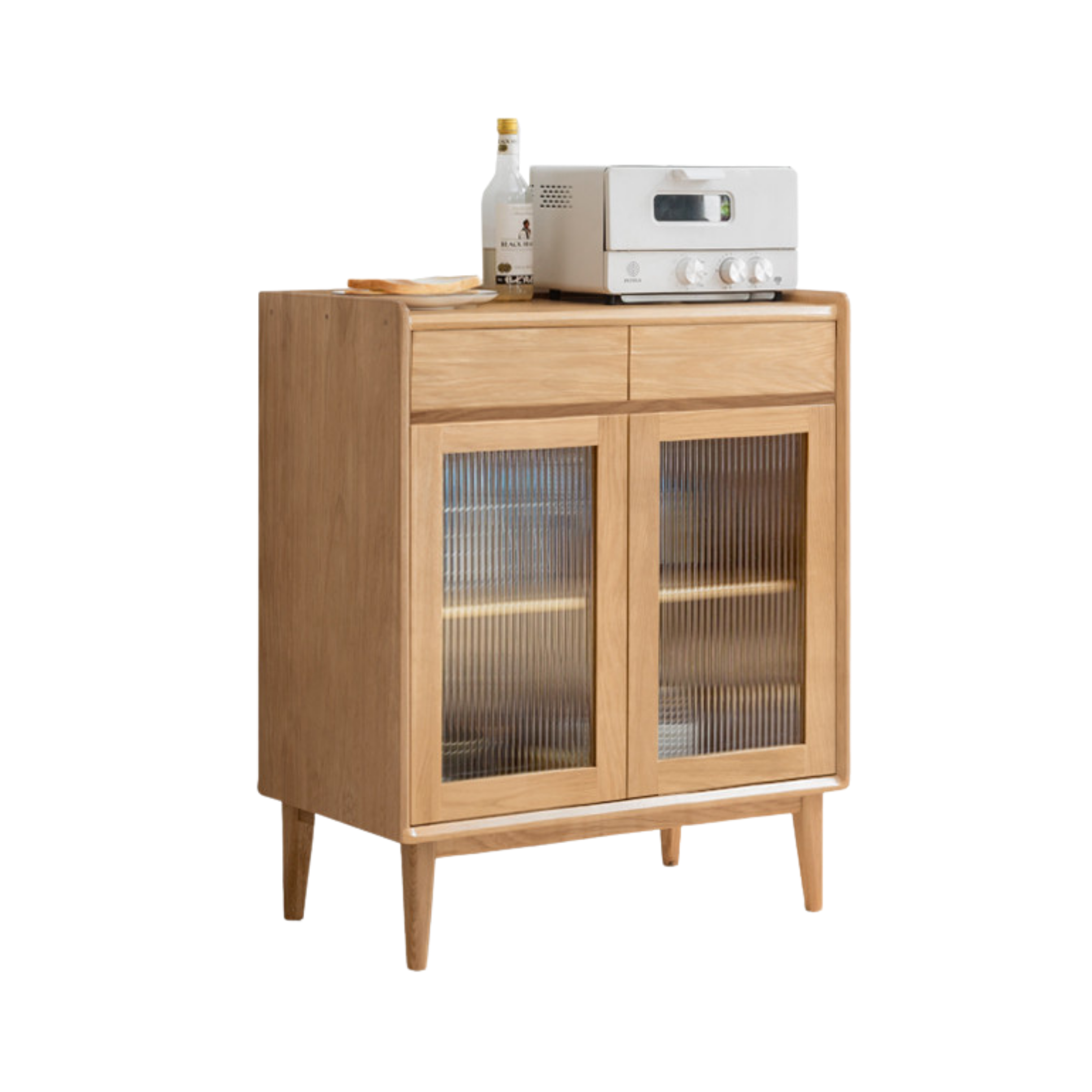 Oak Solid Wood, Solid RubberWood Nordic Modern Sideboard