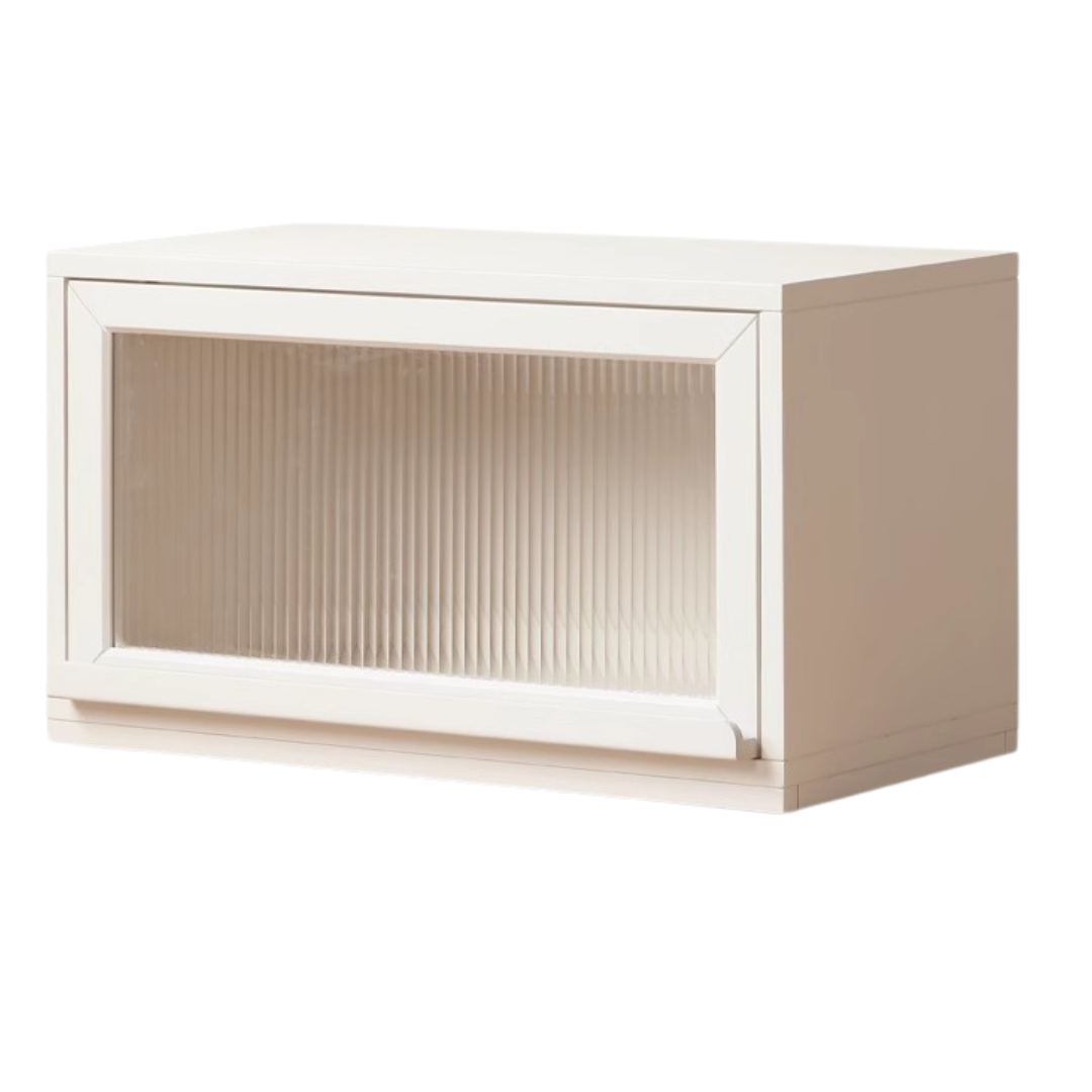 Poplar Solid Wood TV Cabinet Floor Cabinet Cream Style