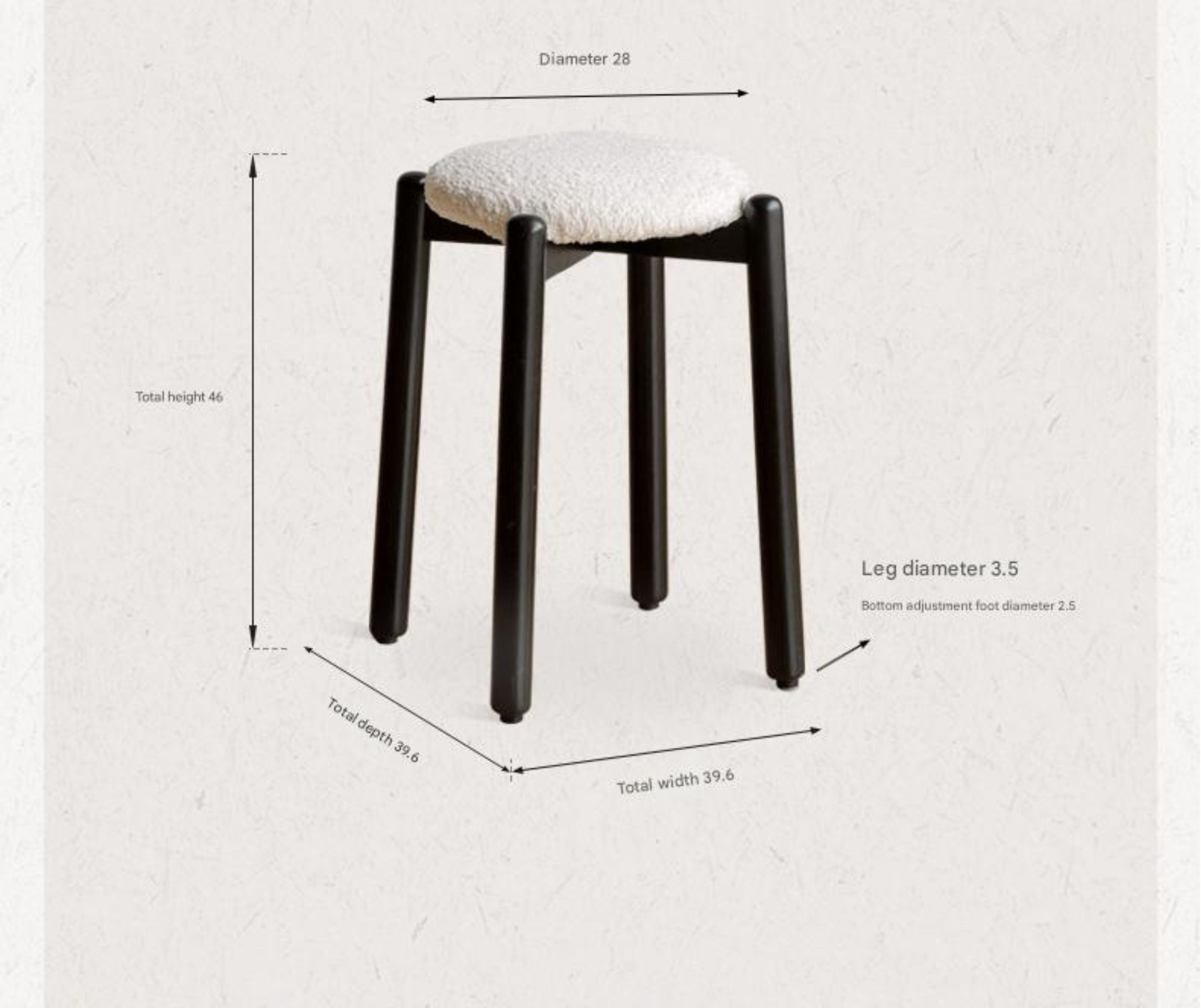 Solid Rubberwood Modern Stacking Stool