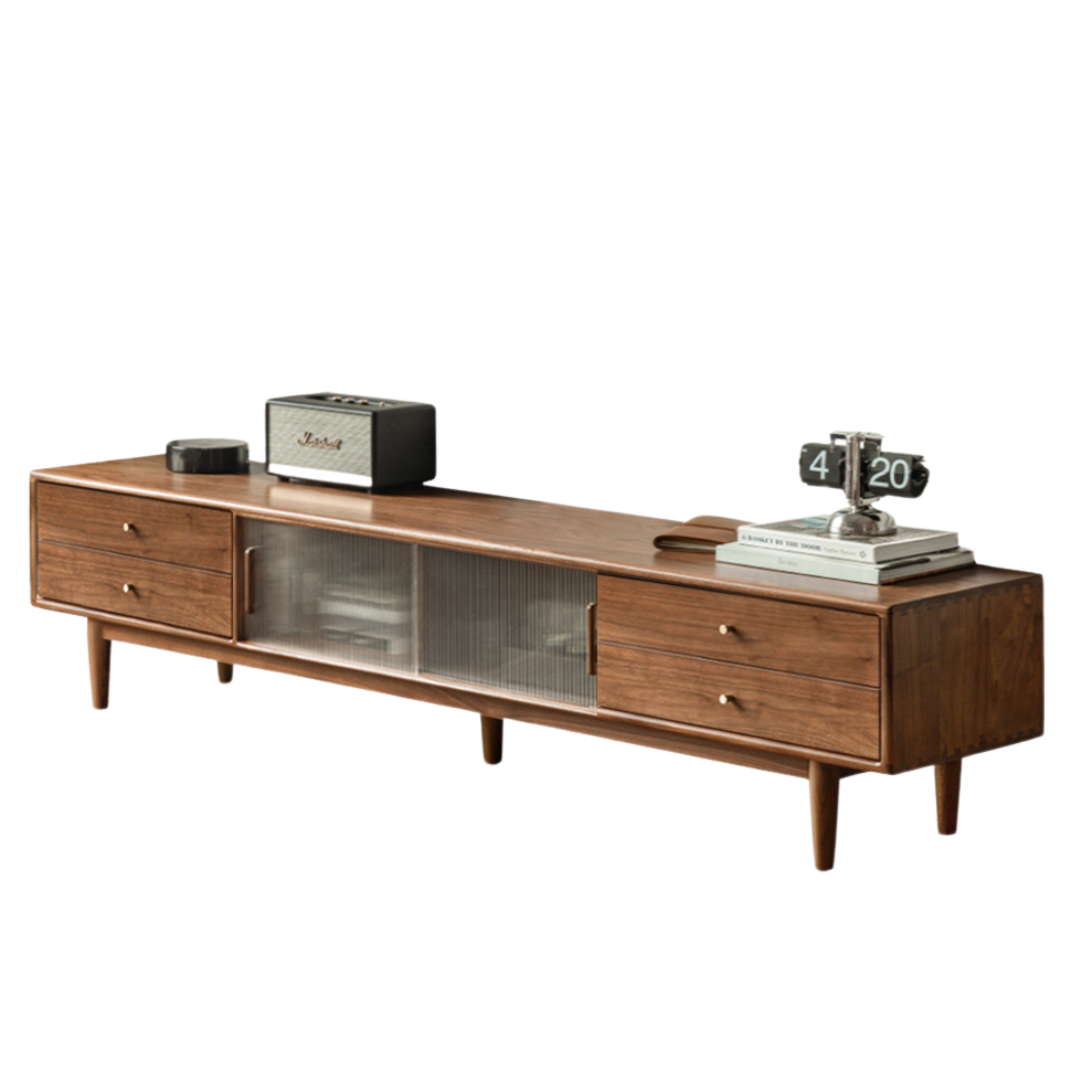 Black Walnut, Rubber, South American walnut Solid Wood Modern TV Cabinet.