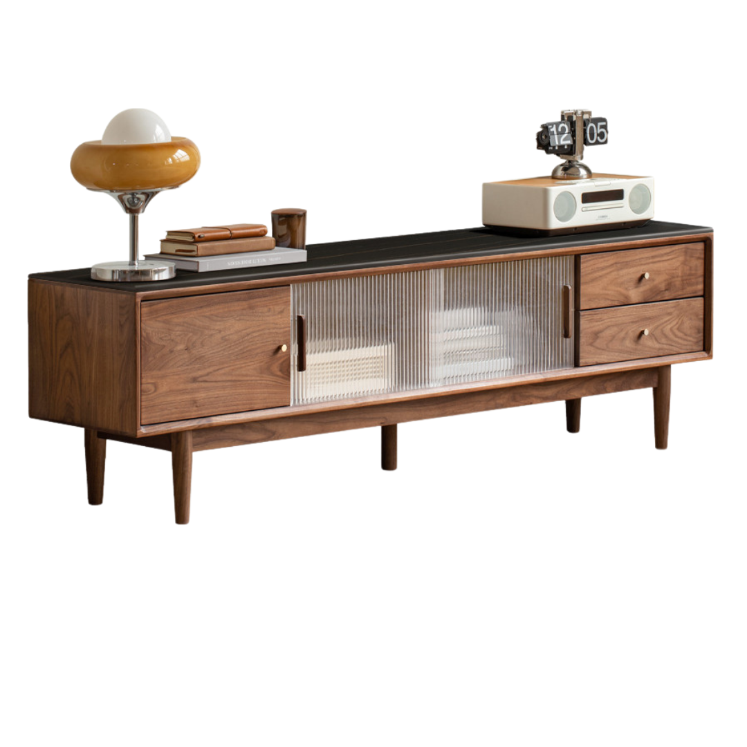 Black Walnut, Teak solid wood TV Cabinet.