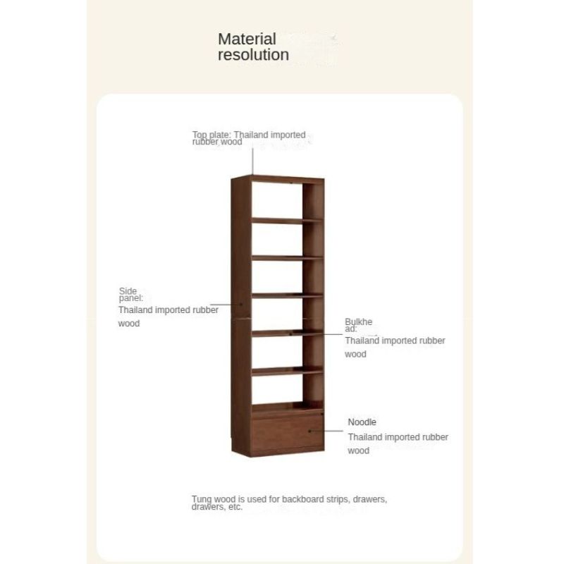 Rubber solid wood bookshelf floor rack storage cabinet.