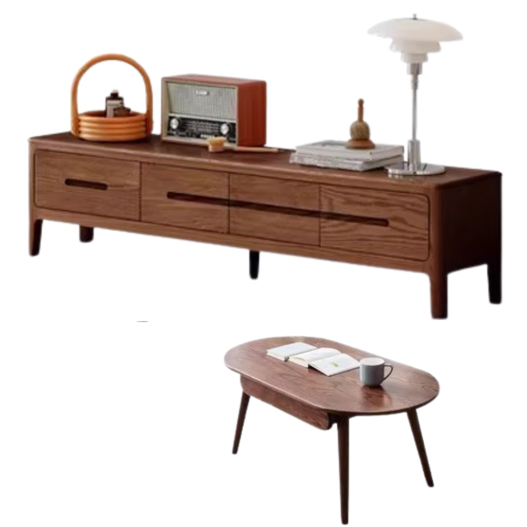 Oak Solid Wood Nordic TV Cabinet.