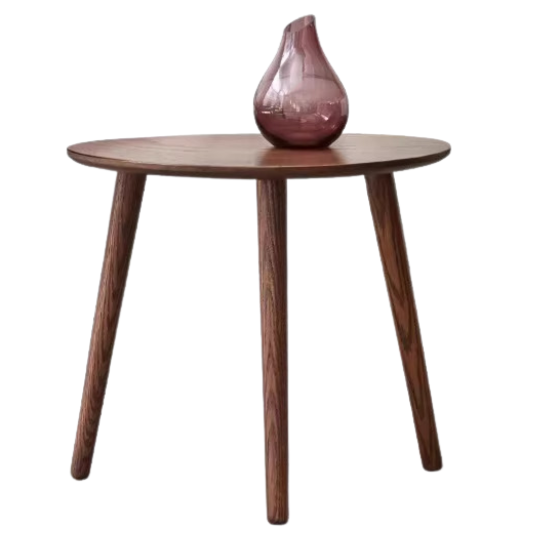 Rubberwood, Oak Solid Wood Walnut Color Side Table