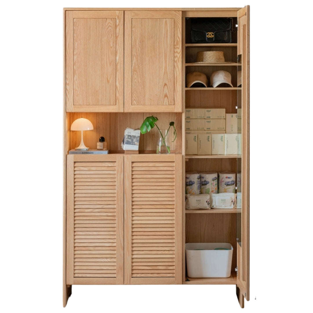 Oak Solid Wood Storage Locker Shoe Entrance Cabinet