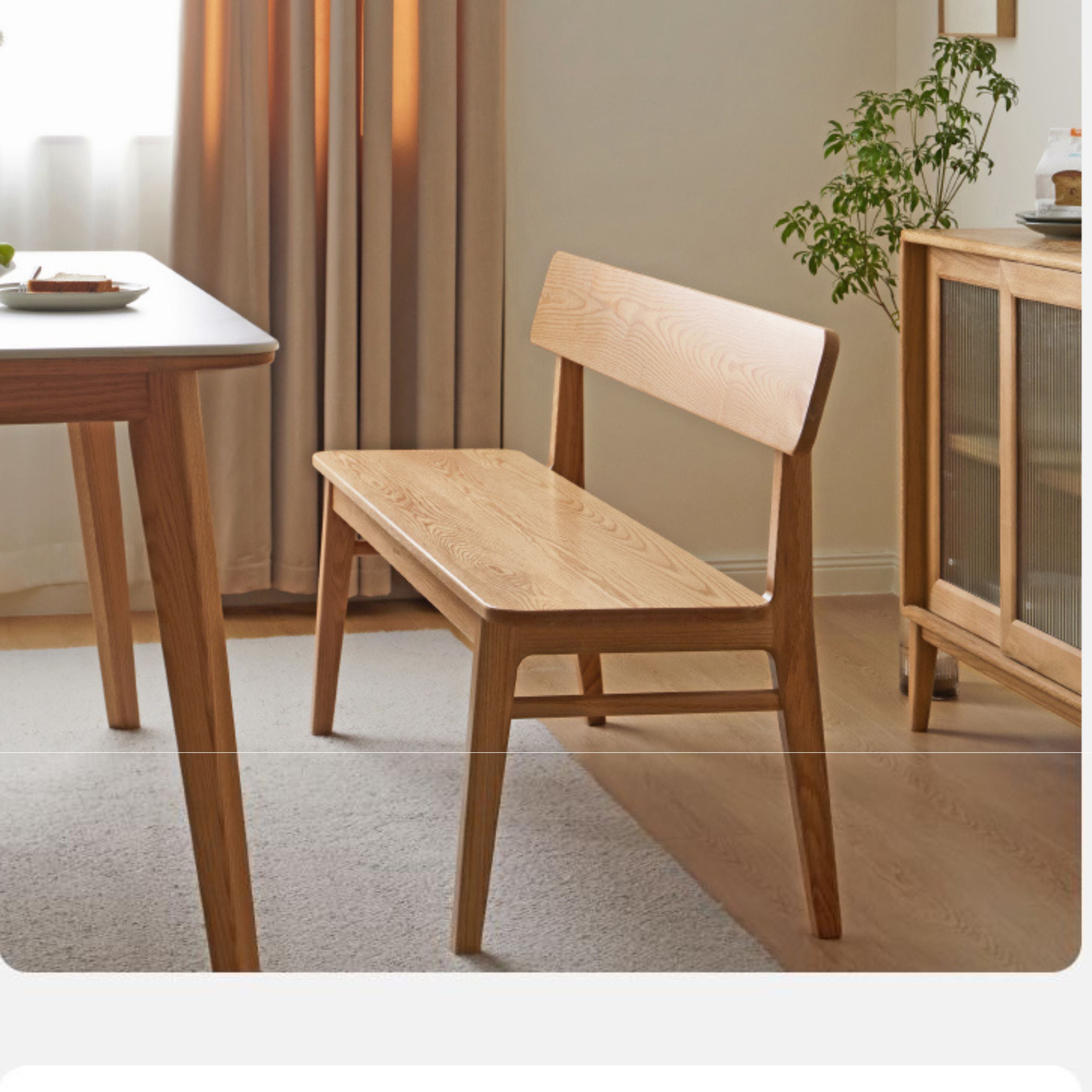 Oak Solid Wood Nordic Long Bench