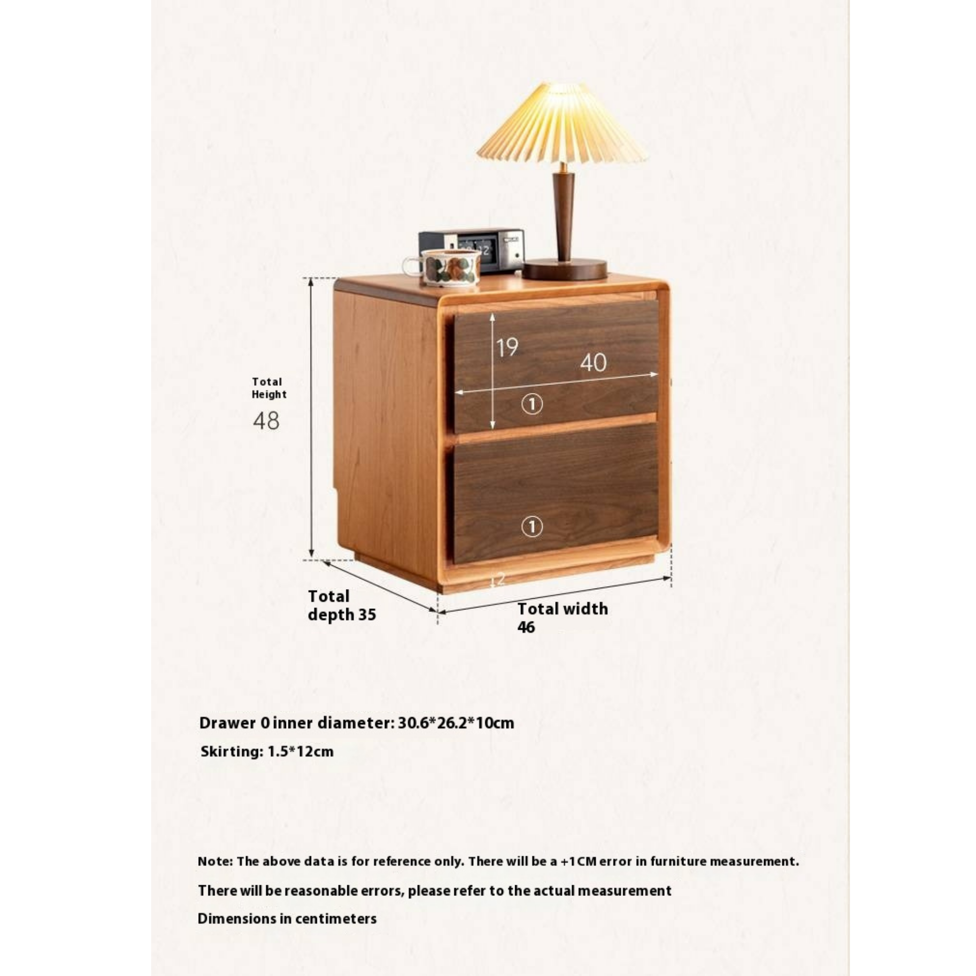 Black Walnut, Cherry Solid Wood Nightstand