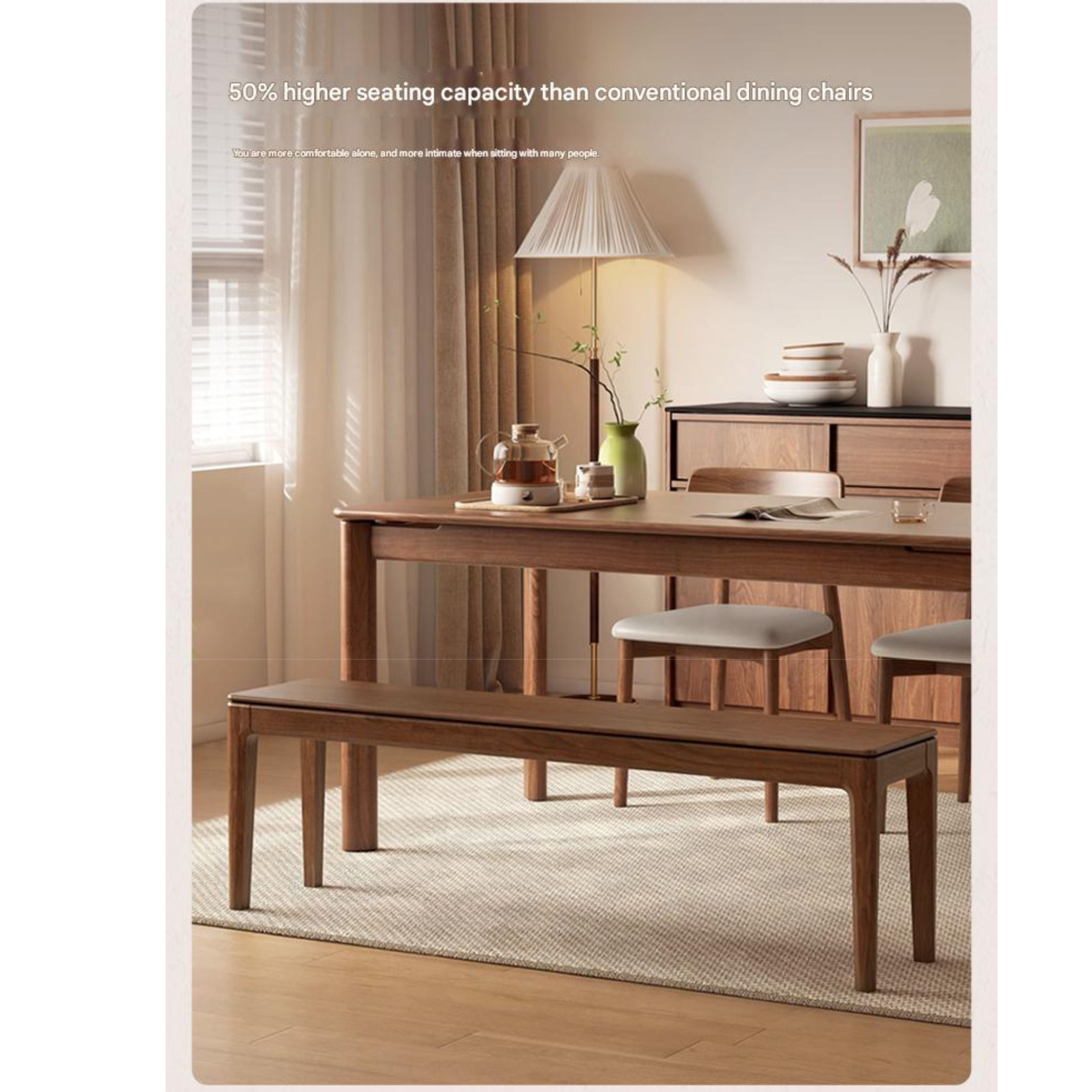 Black Walnut Solid Wood Nordic Long Bench