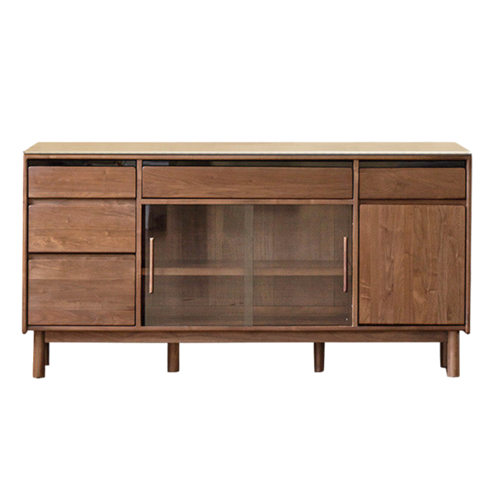 Black Walnut, Sandalwood Solid Wood Light Luxury Rock Plate Sideboard