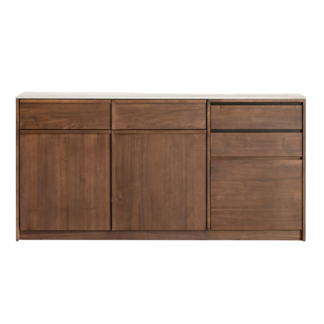 Black Walnut, Sandalwood, Ash Solid Wood Dining Cabinet Antique Style Rock Board