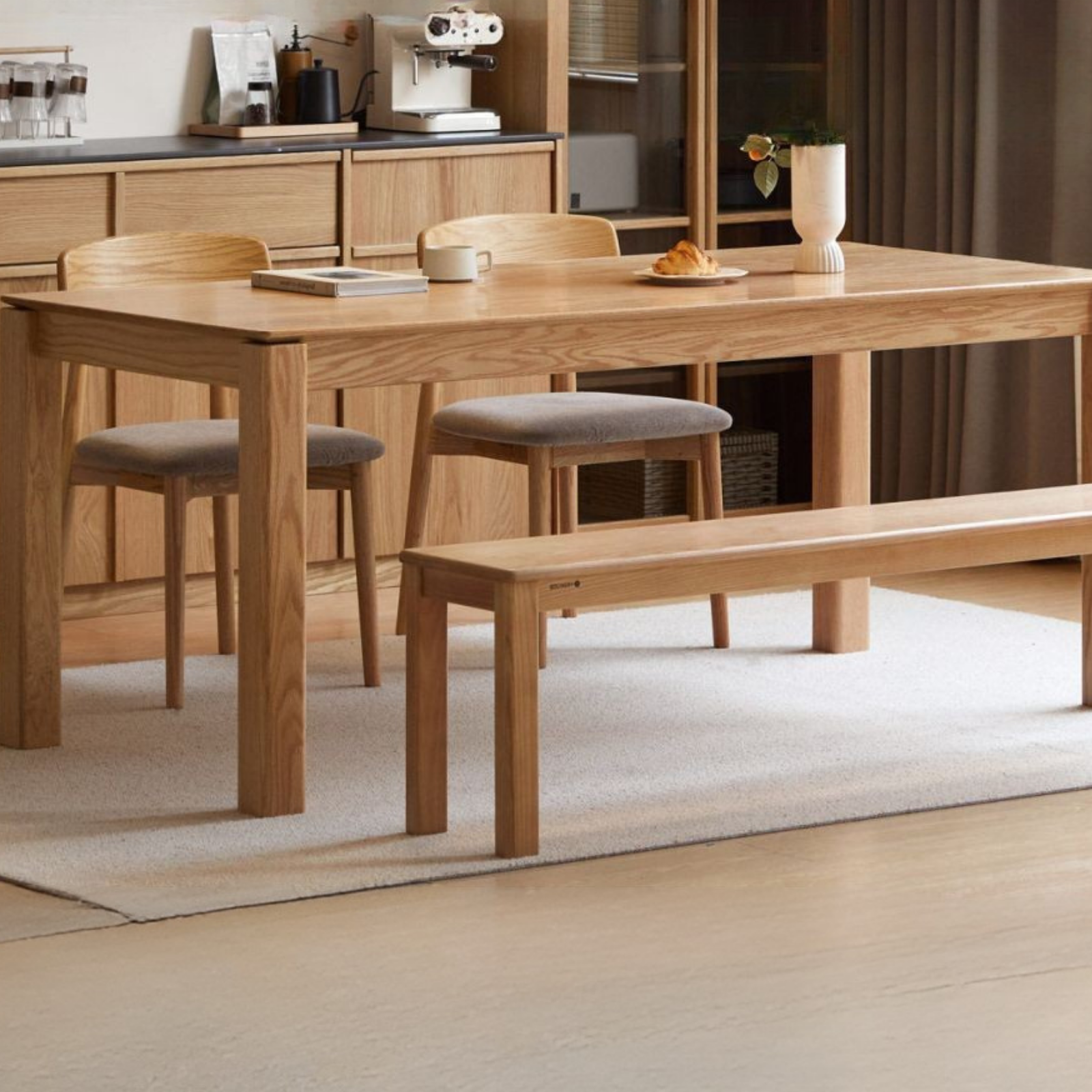Oak Solid Wood Modern Minimalist Long Dining Table
