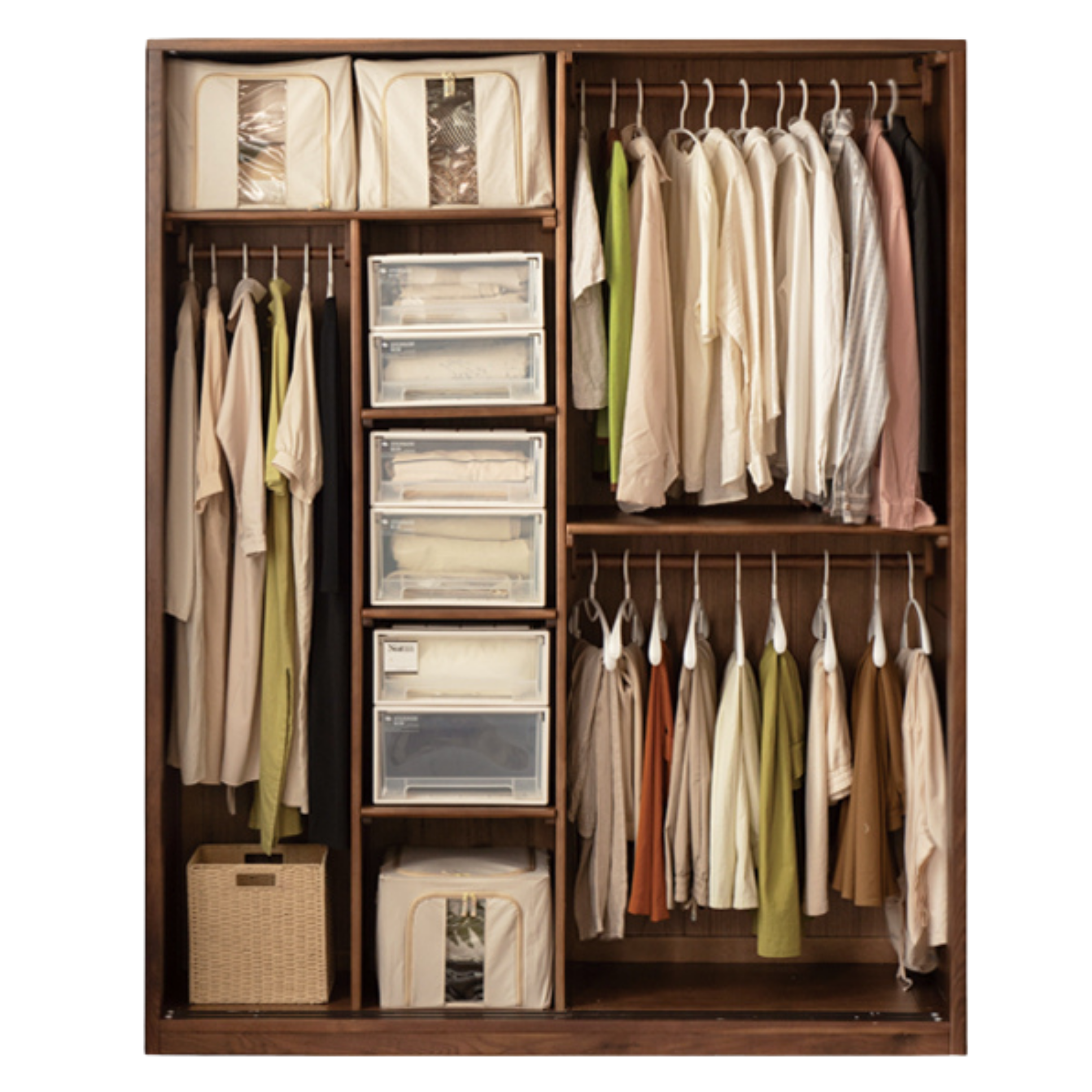 Black Walnut Solid Wood Sliding Door Wardrobe.