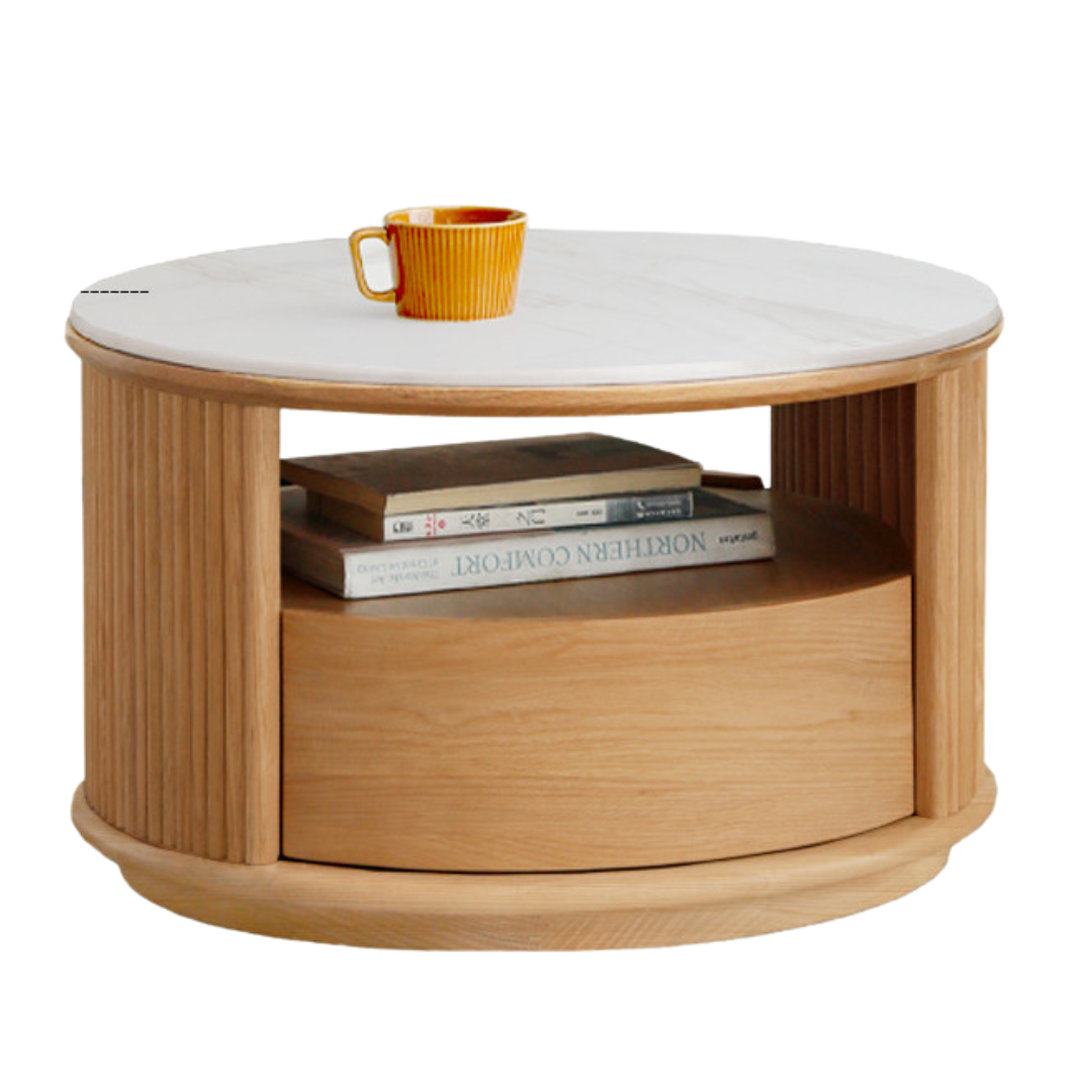 Ash Solid Wood Rock Plate Coffee Table
