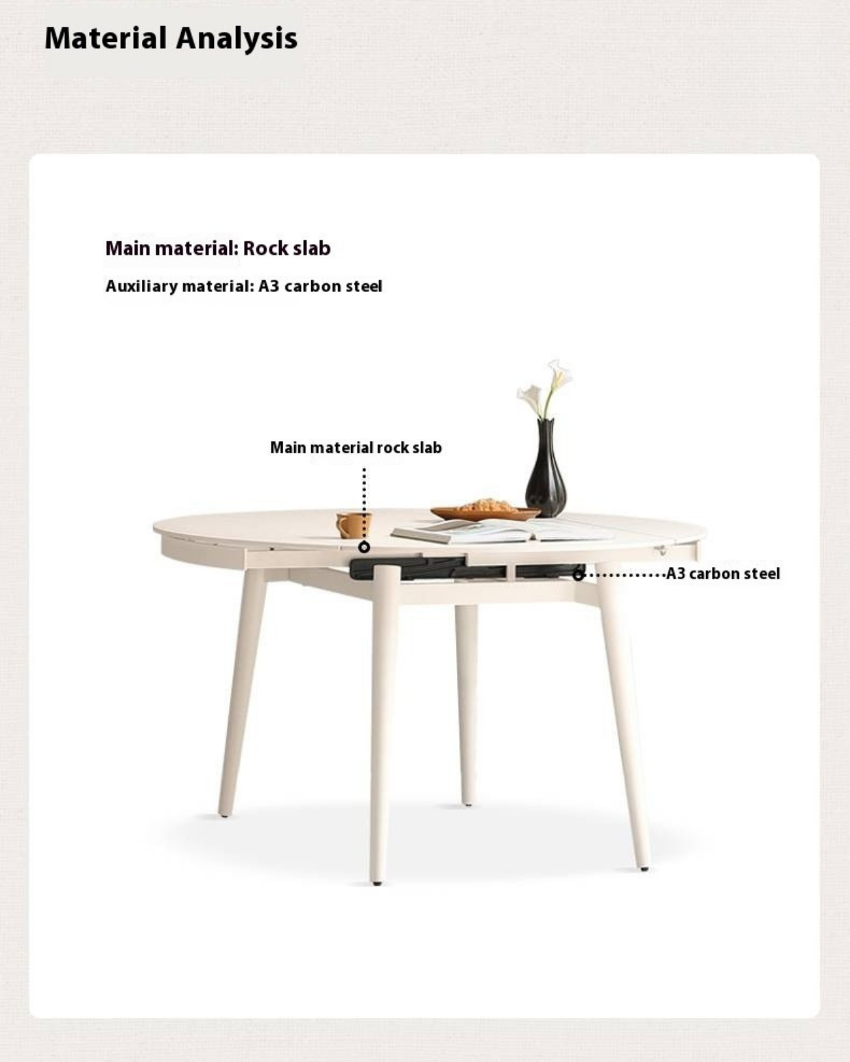 Slate Dining Table Ivory White