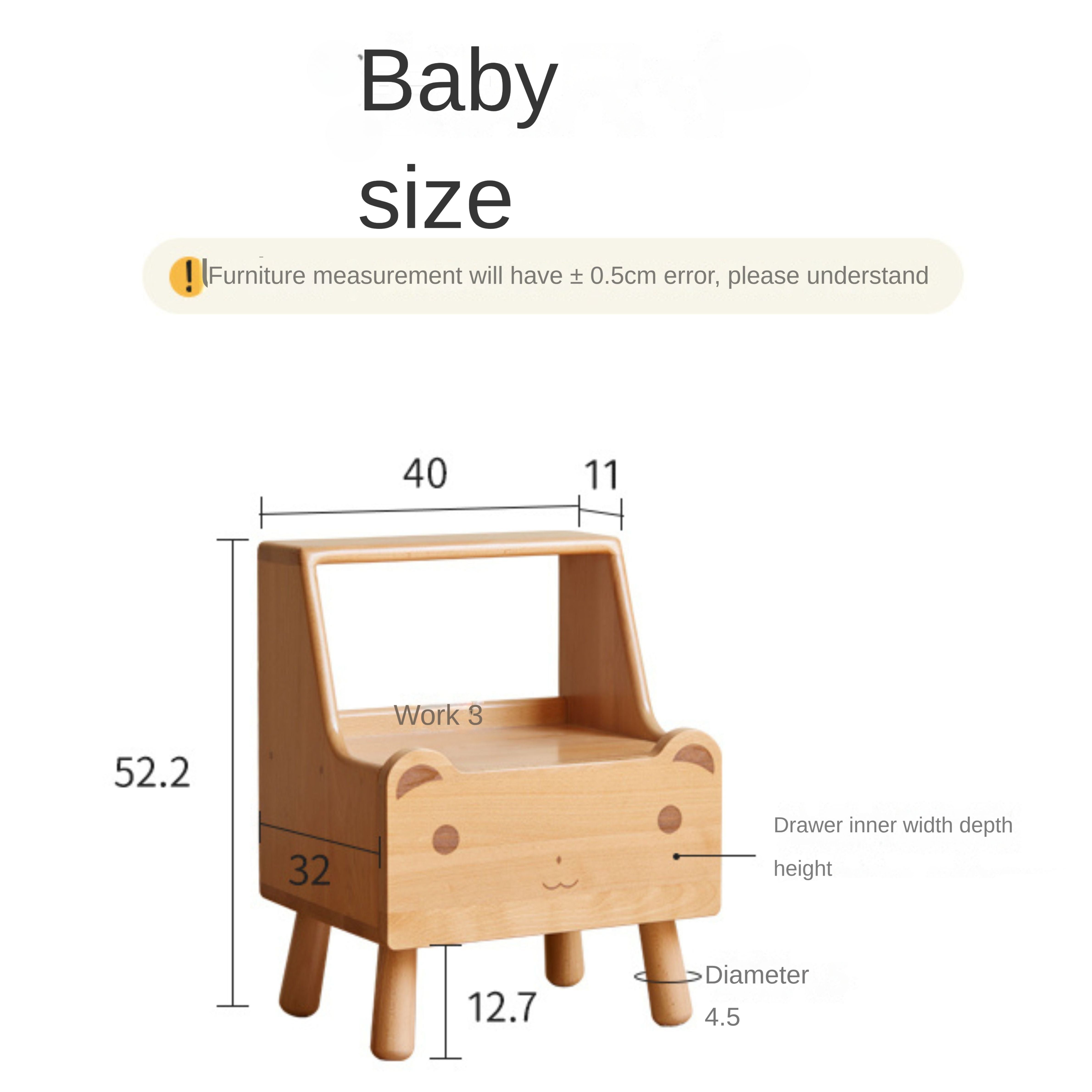 Beech Solid Wood Children's Nightstand