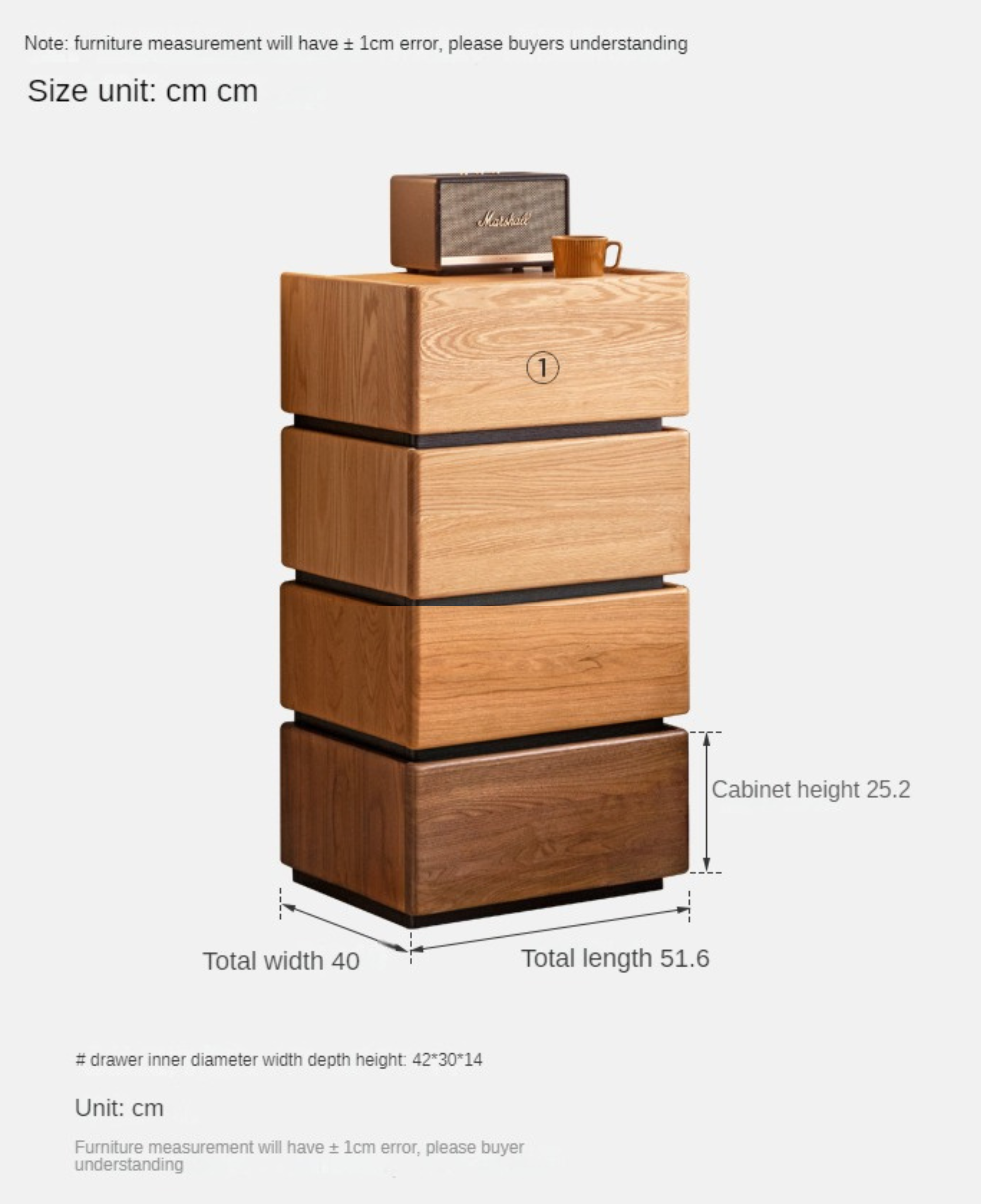 Black Walnut, Cherry, Oak Solid Wood Free Combination Storage Nightstand