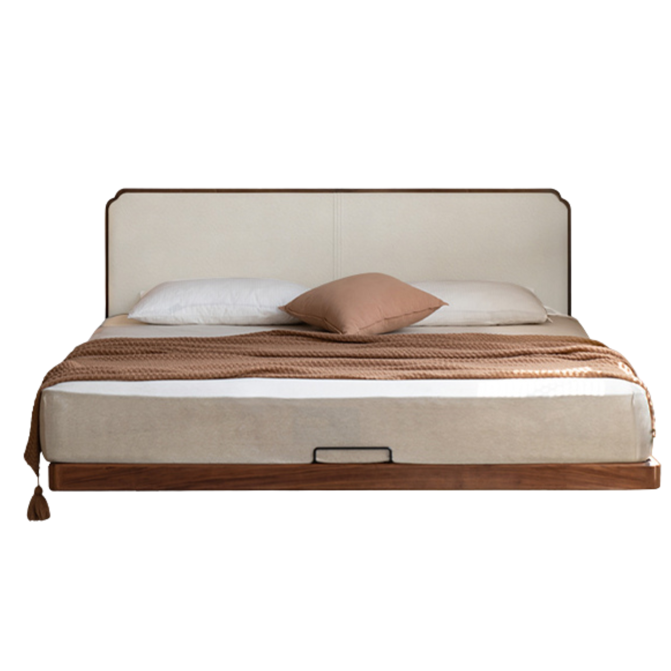 North American Black Walnut, Oak Technical Cloth Organic Leather Soft Suspended Bed