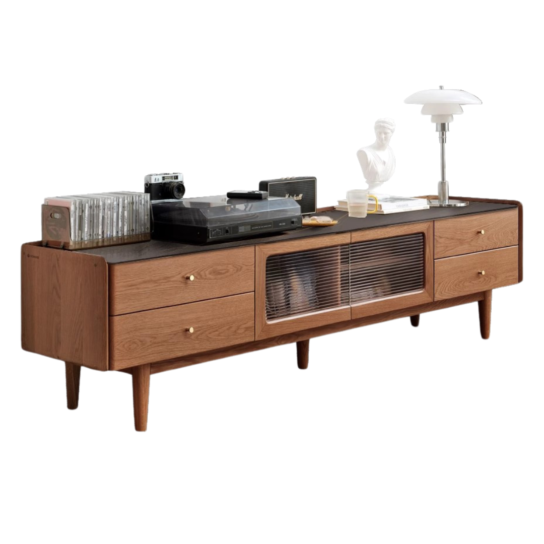 Ash Solid Wood TV Stand Rock Slab.