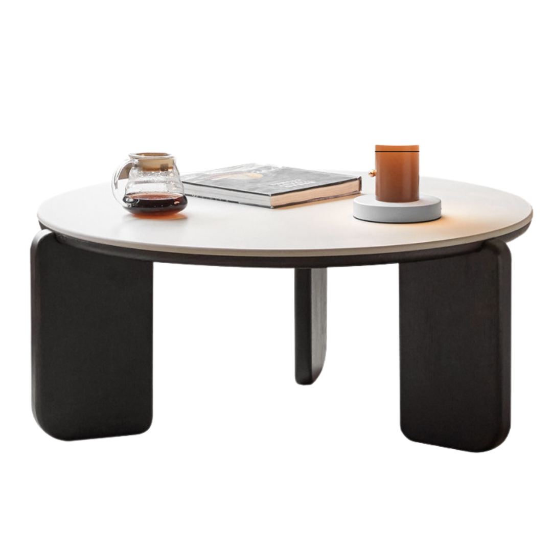 Oak Solid Wood Slate Black Coffee Table