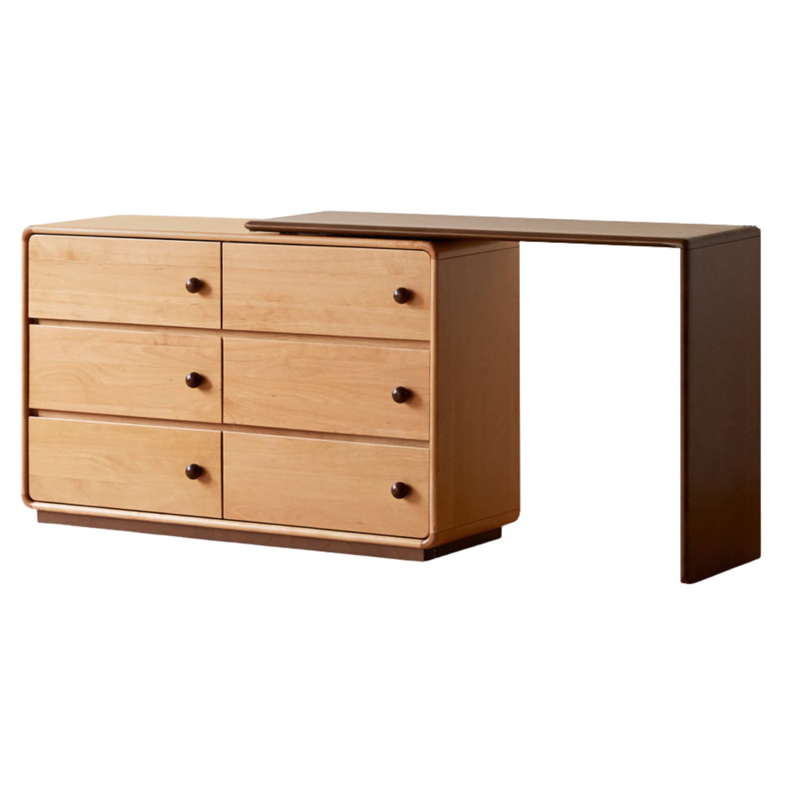 Solid RubberWood Rotating Extendable Vanity Table with