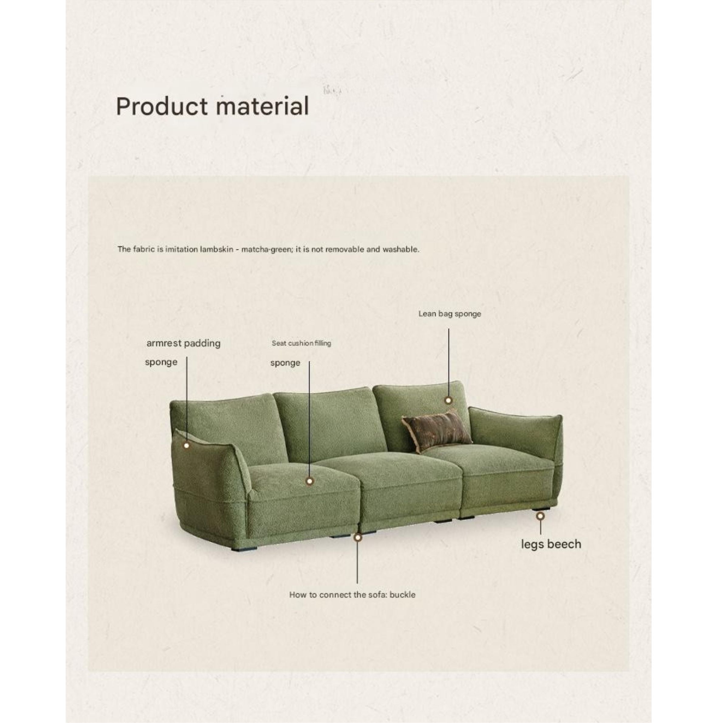 Antique style tofu block imitation cashmere Fabric Sofa