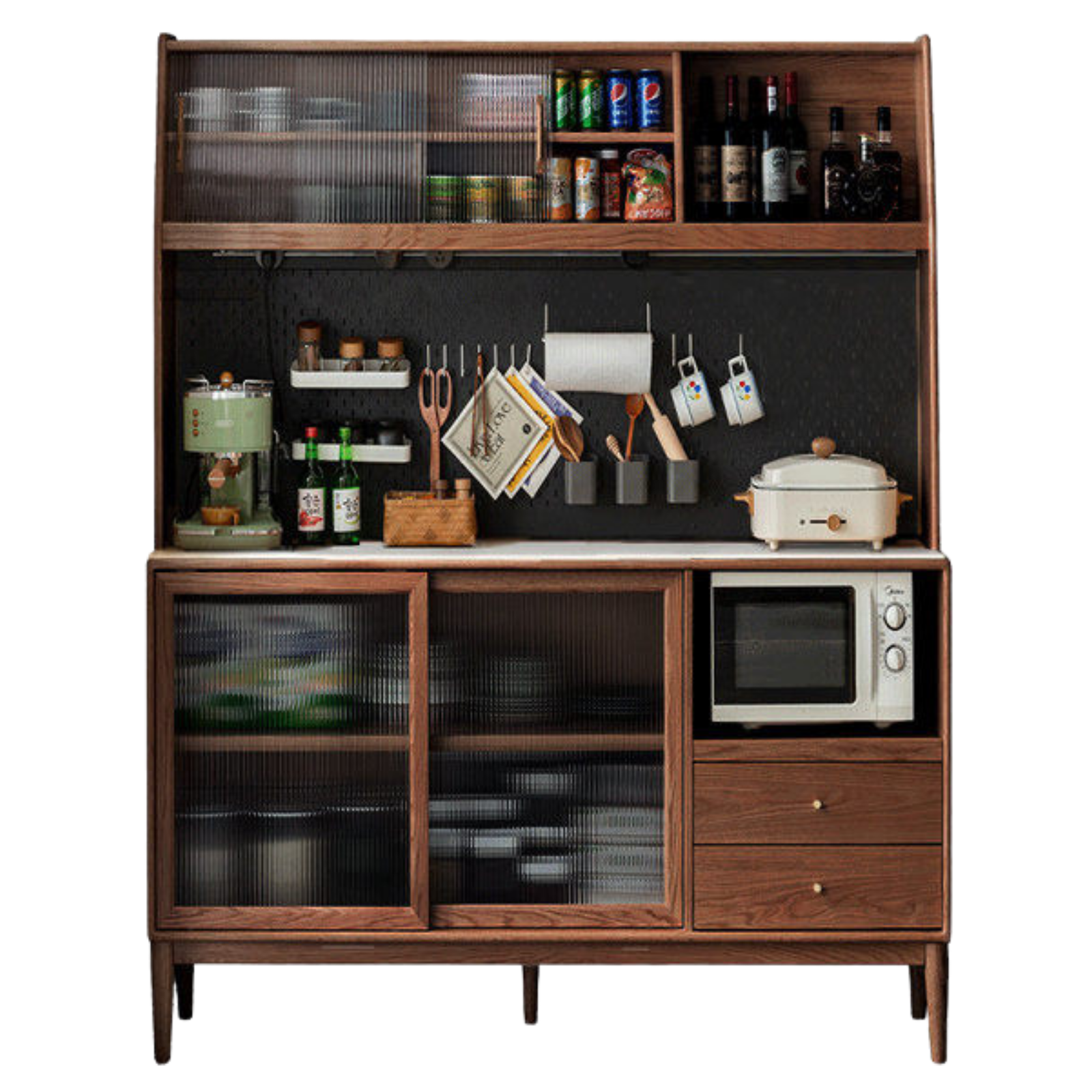 Ash Solid Wood Sideboard High Wine Cabinet Buffet
