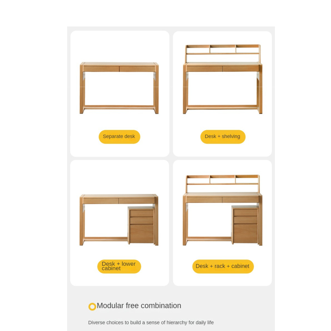 Beech Solid Wood Desk Can Be Lifted and Adjusted