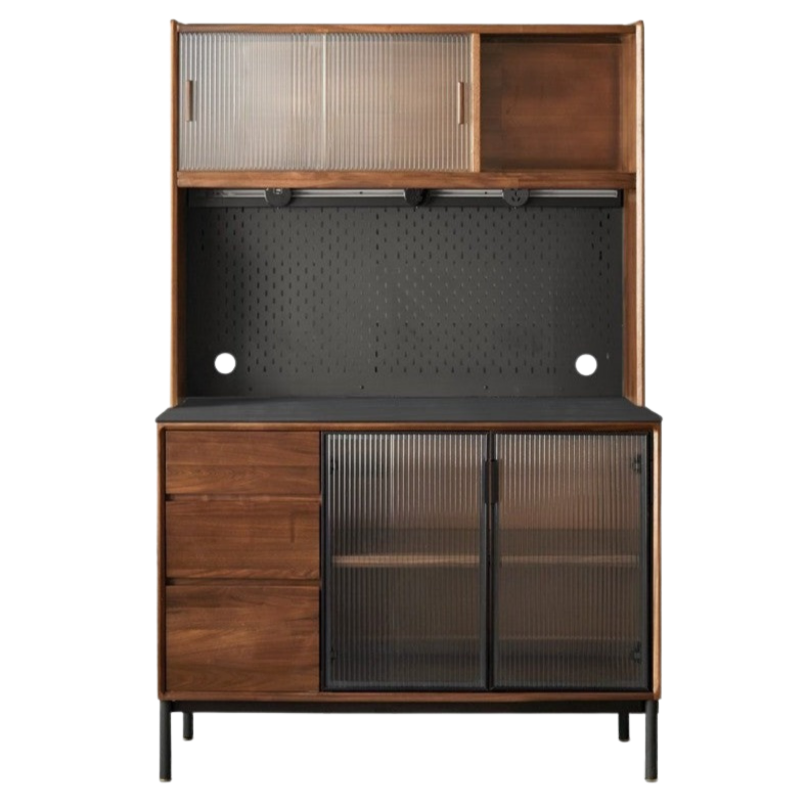 Black Walnut Solid Wood, Sandalwood Rock Sideboard Buffet Cabinet