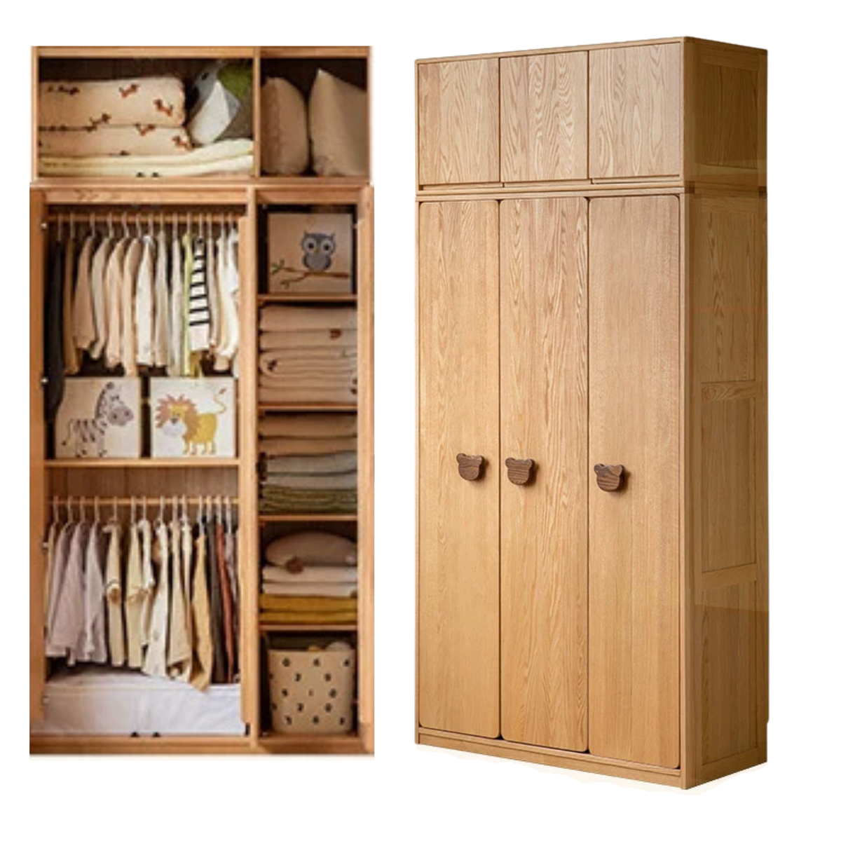 Oak Solid Wood Kids Wardrobe