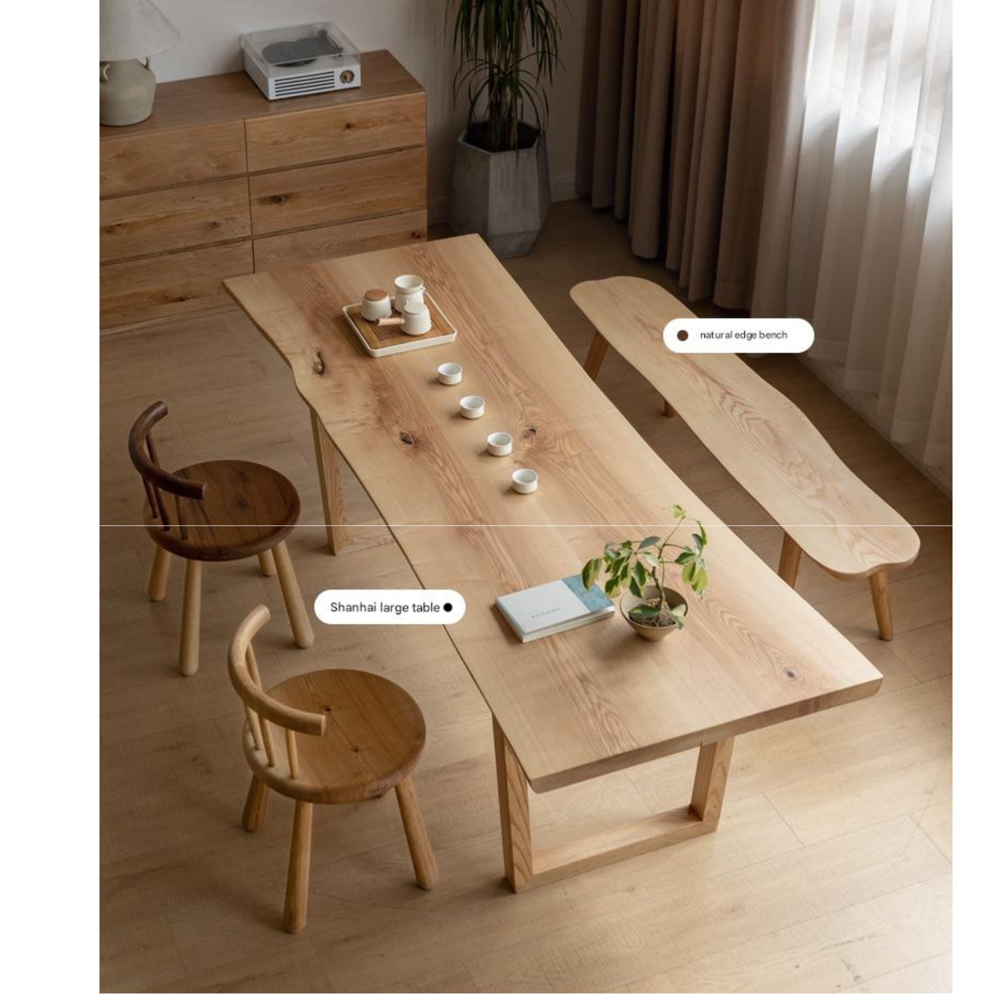 South American Walnut, Black Walnut, Ash Solid Wood Side Chair Small Stool