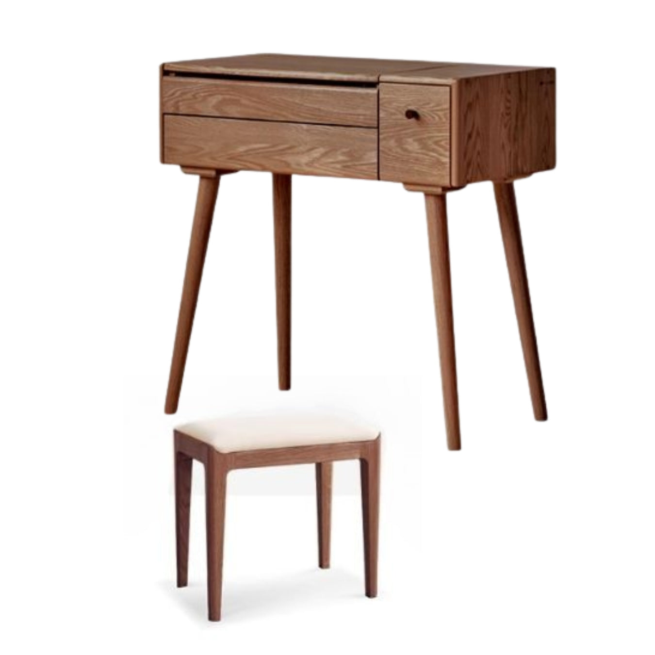 Oak Solid Wood, Solid RubberWood Dressing Table Mirror LED Touch Light