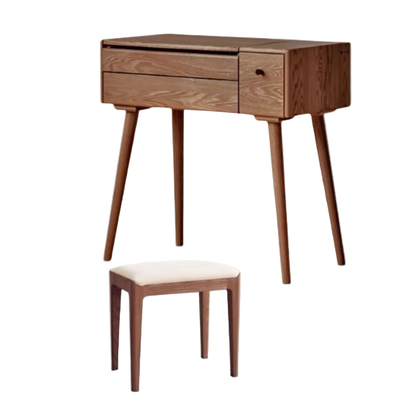 Oak Solid Wood, Solid RubberWood Vanity Table Mirror LED Touch Light.