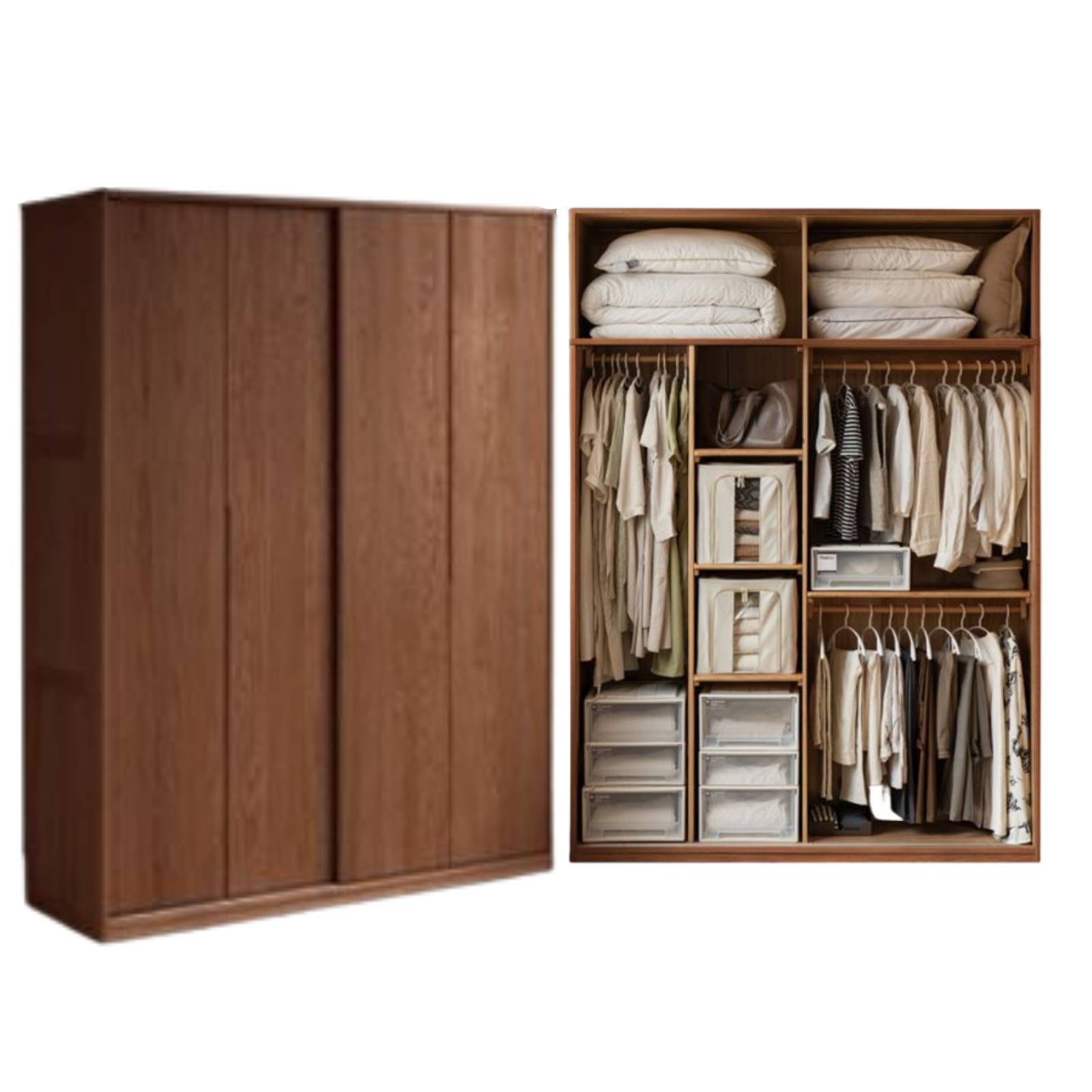Oak Solid Wood Modern Style Wardrobe