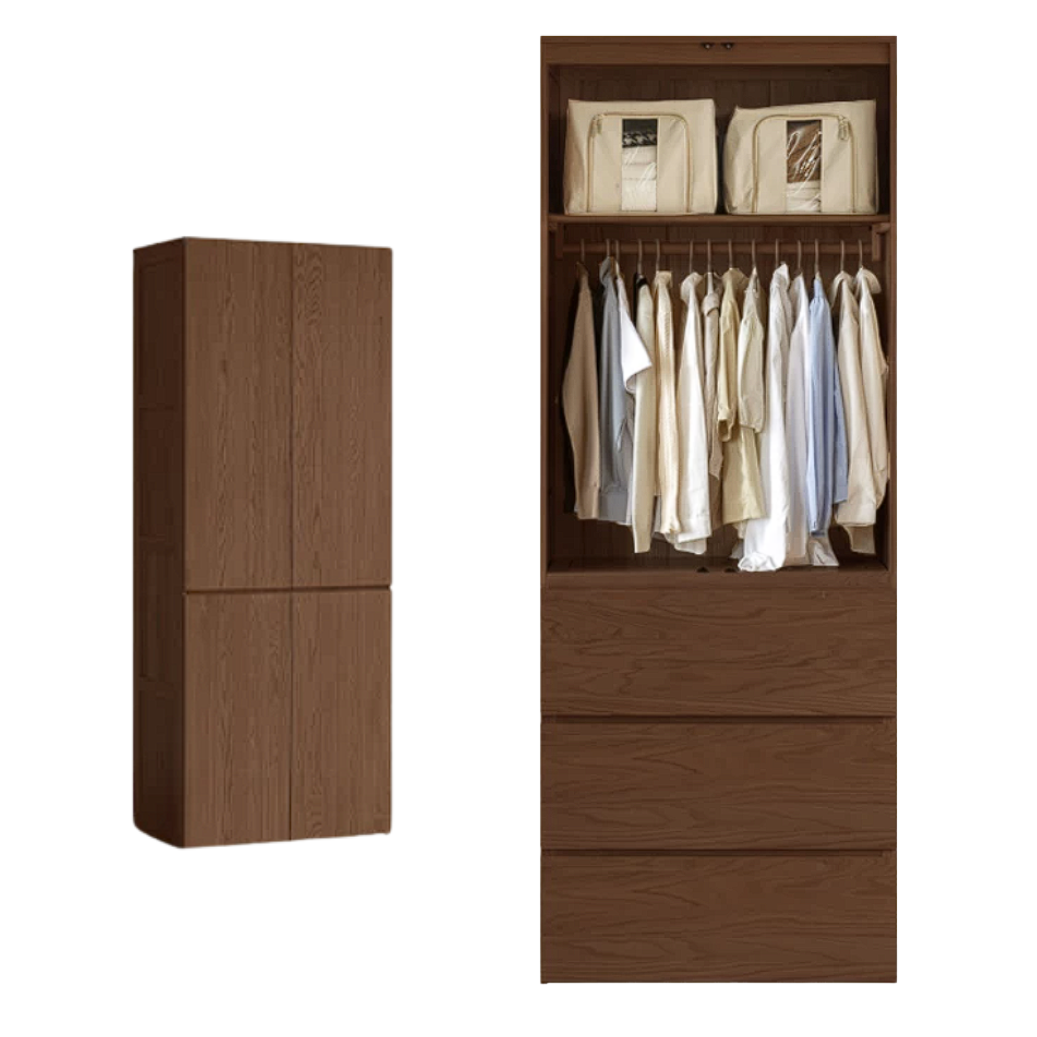Oak, Ash Solid Wood Sectional Wardrobe
