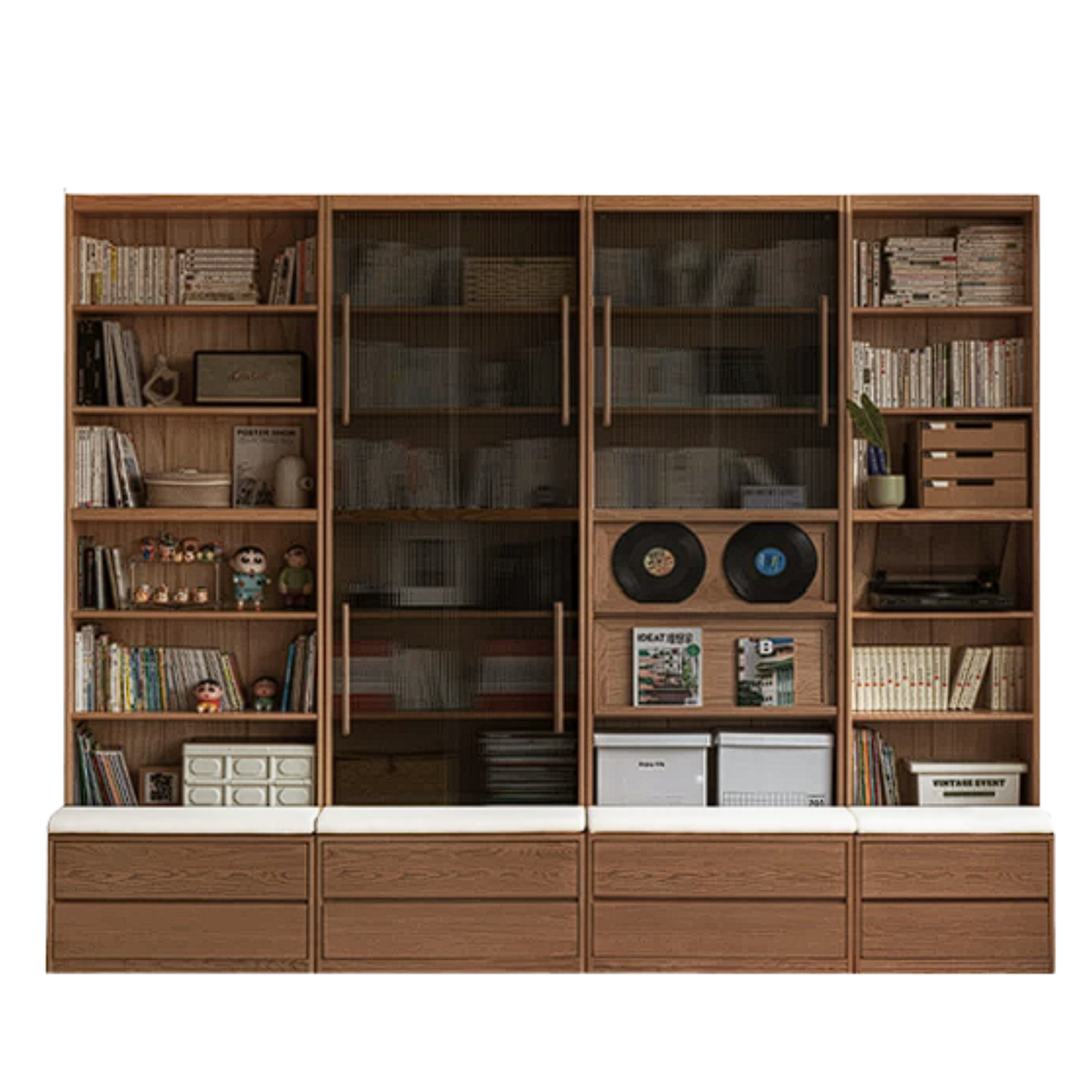Sandalwood, Oak, Ash Solid Wood Combination Bookcase