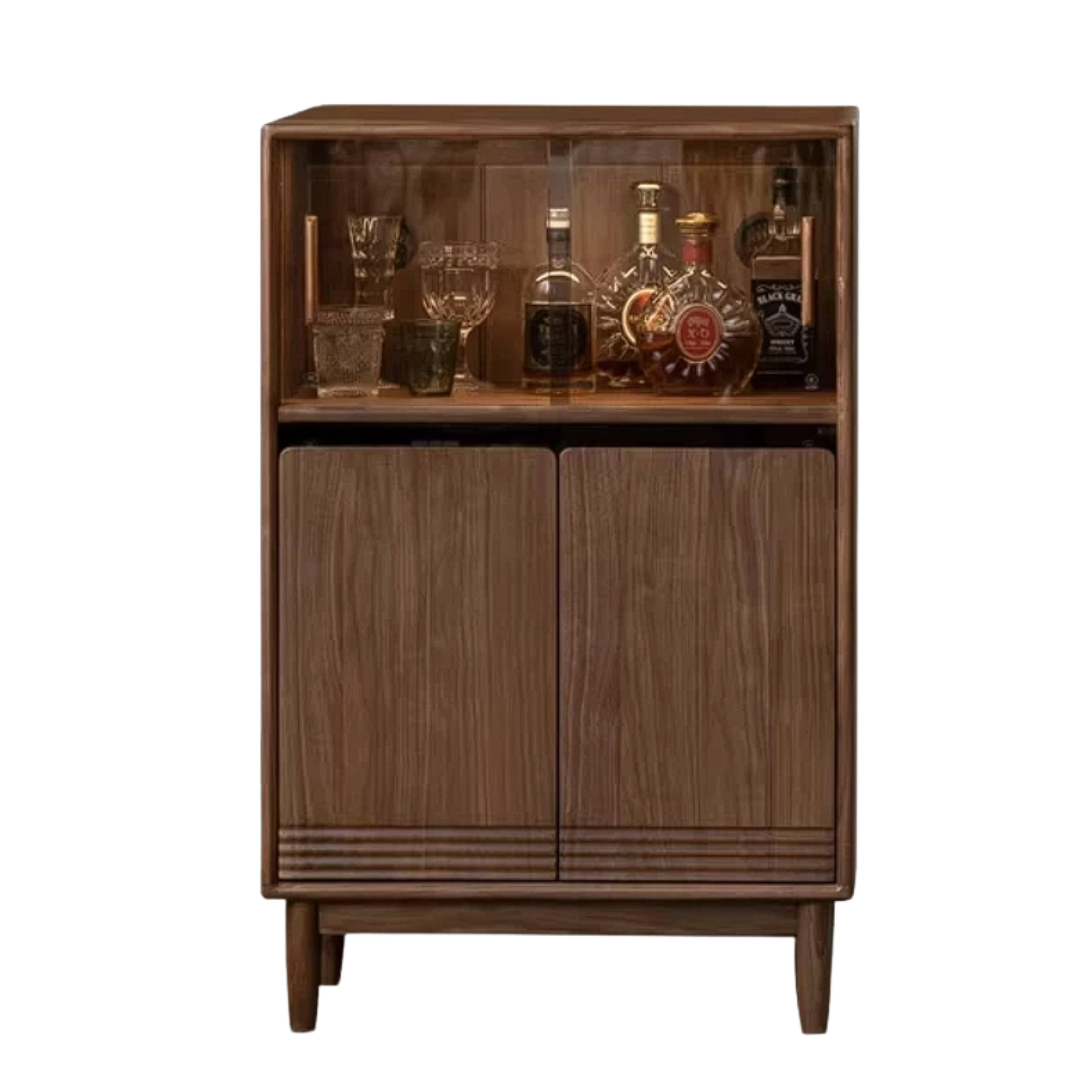 Black Walnut, Golden Rosewood, Oak, Ash, Cherry Solid Wood Side Cabinet with Minimalist TV Stand Storage Design