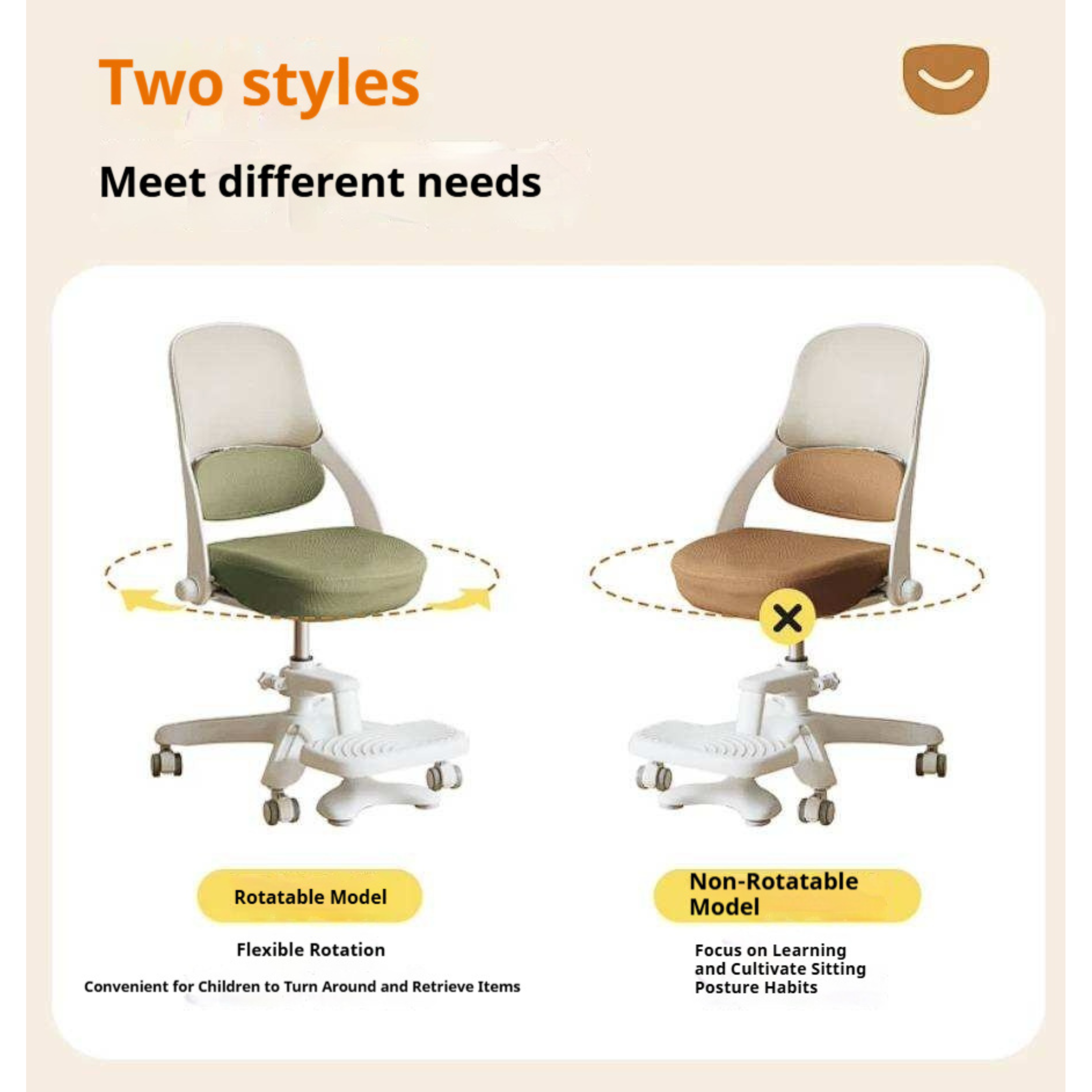 Kids Adjustable Swivel Study Chair with Footrest