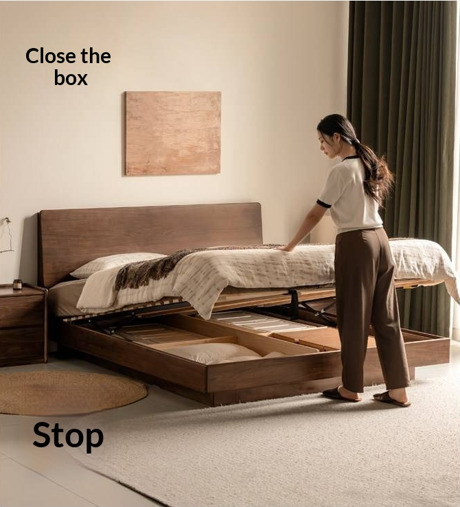 Black Walnut Solid Wood Bed — Italian Light Luxury Suspended Bed