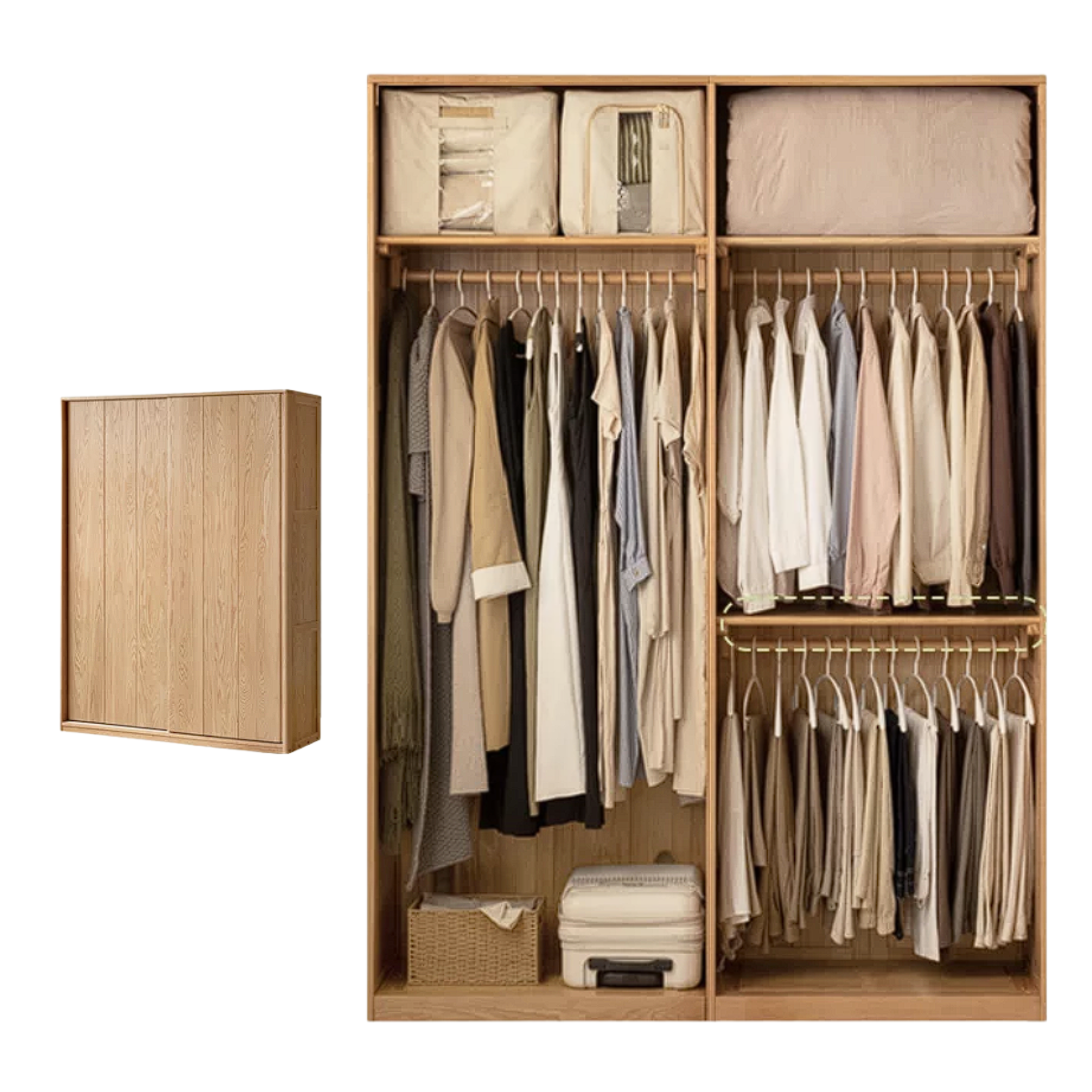 Oak Solid Wood Sliding Door Wardrobe