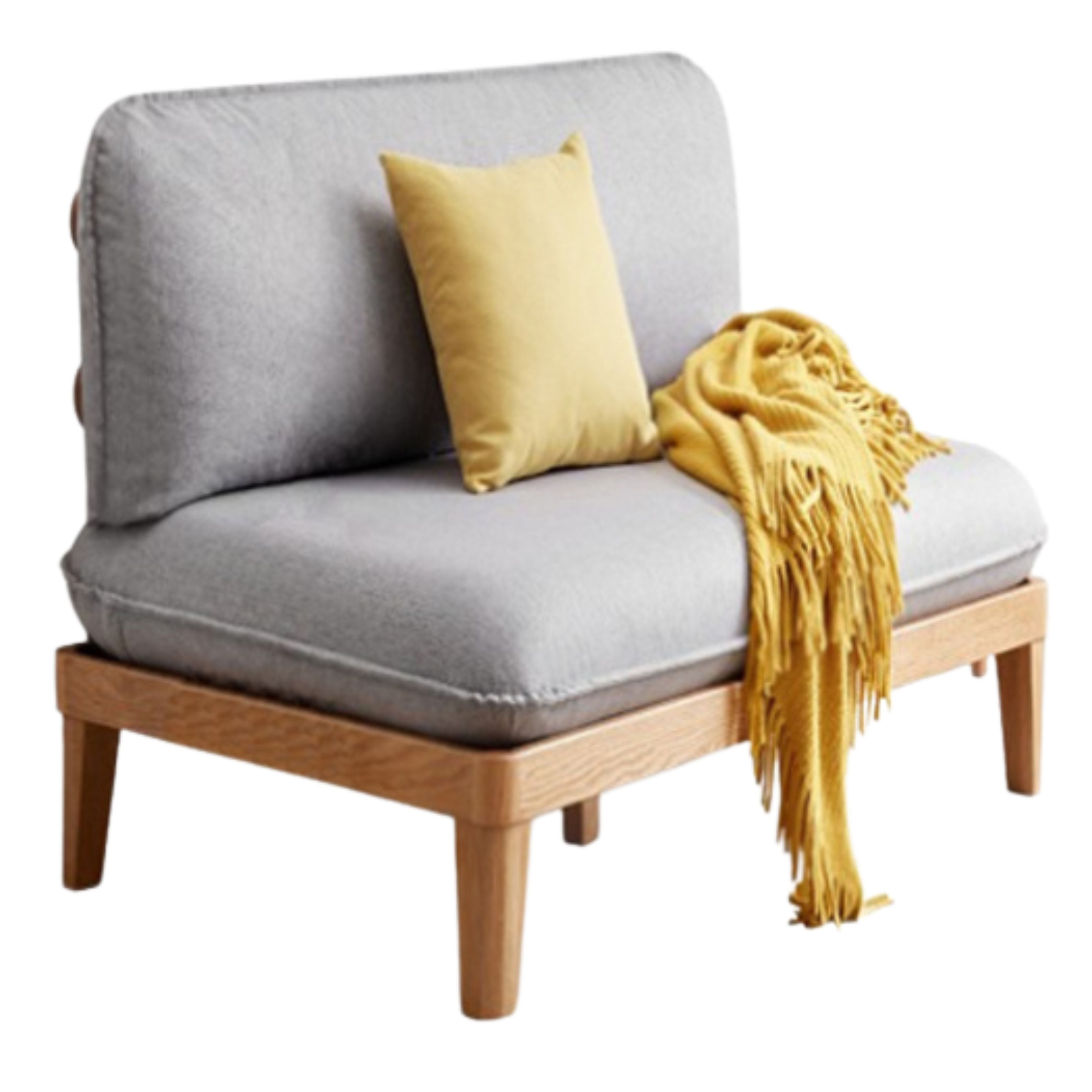 Oak Solid wood Armless Straight Fabric Sofa.