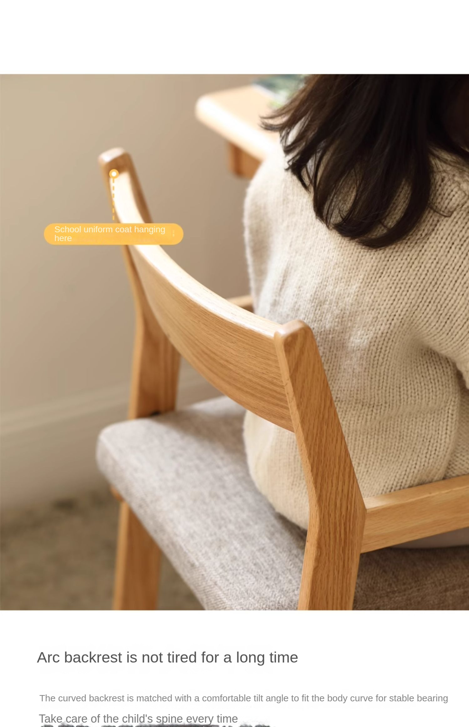 Beech, Oak Solid Wood Lift Children's Chair.