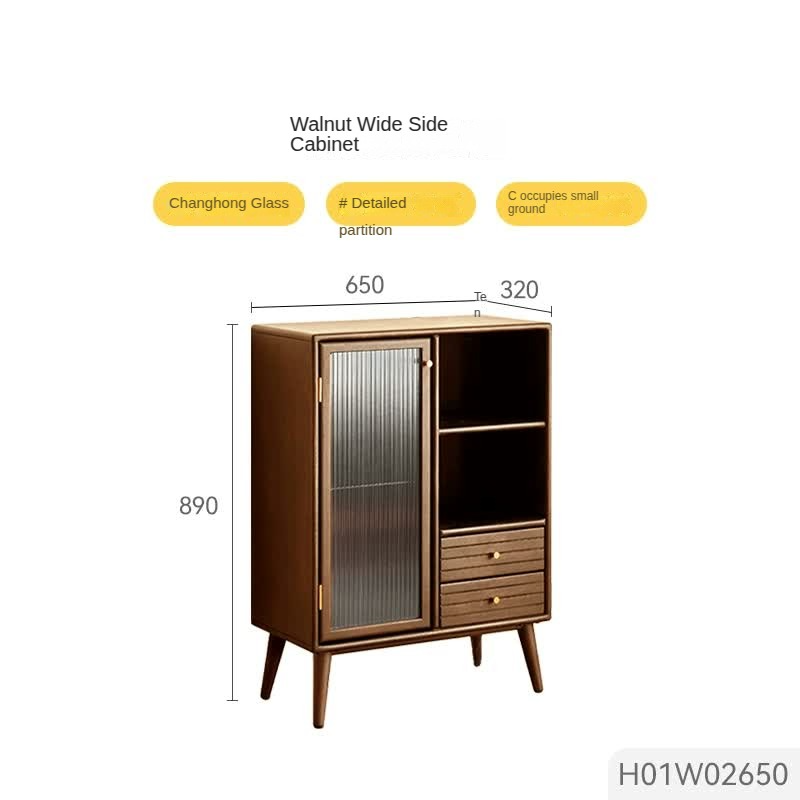 Rubber Solid Wood Nordic Black Modern Sideboard