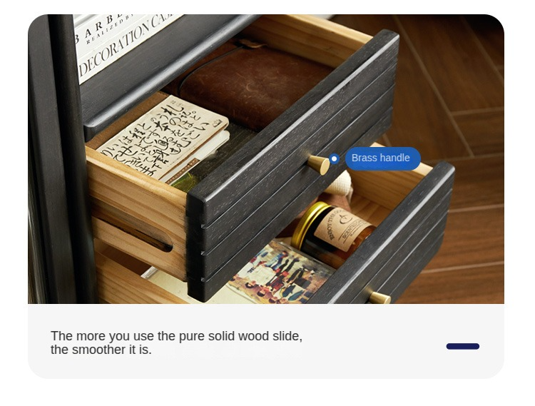 Solid Rubberwood Nordic Black Modern Sideboard