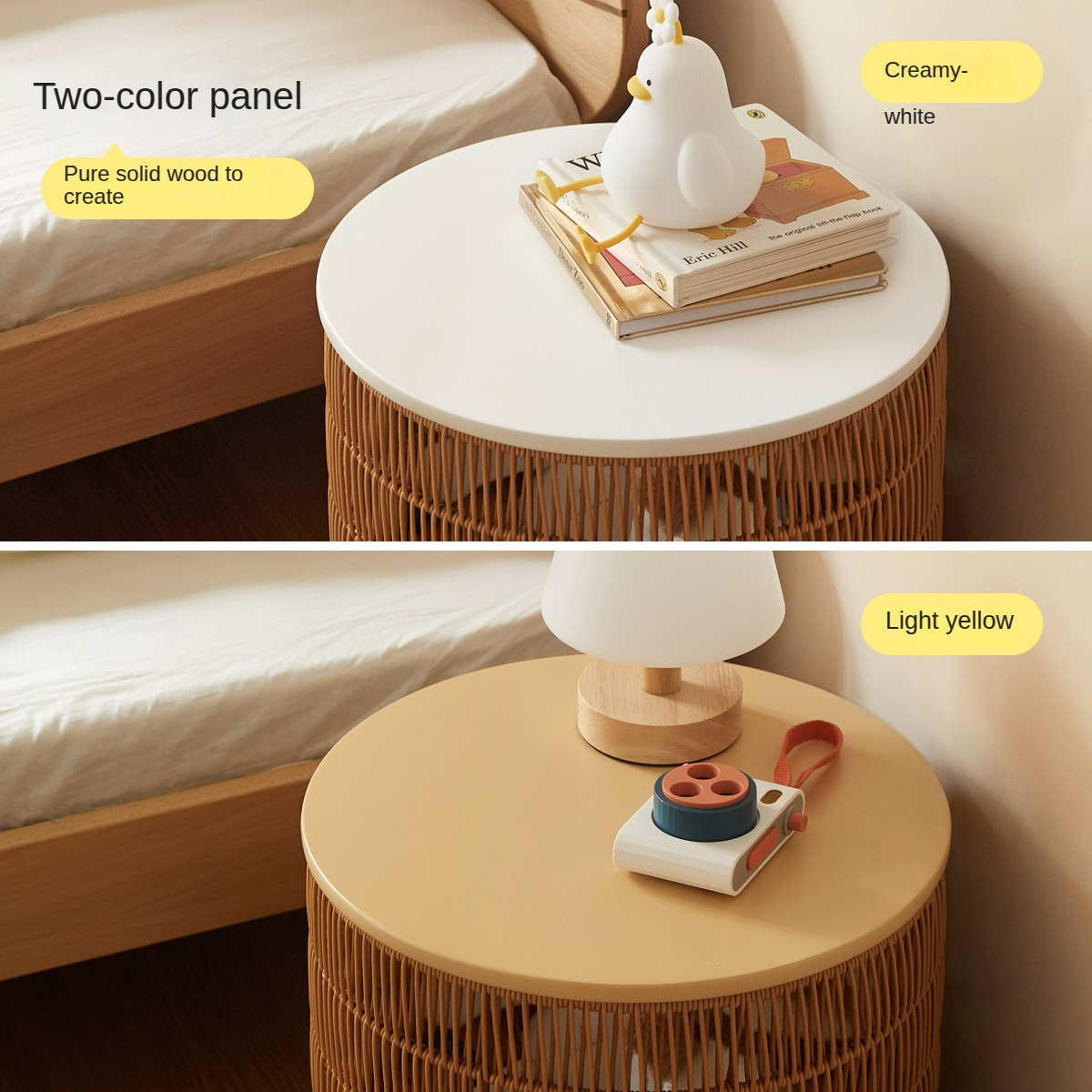 Rubber Solid Wood Cream Style Children's Toy Storage Basket