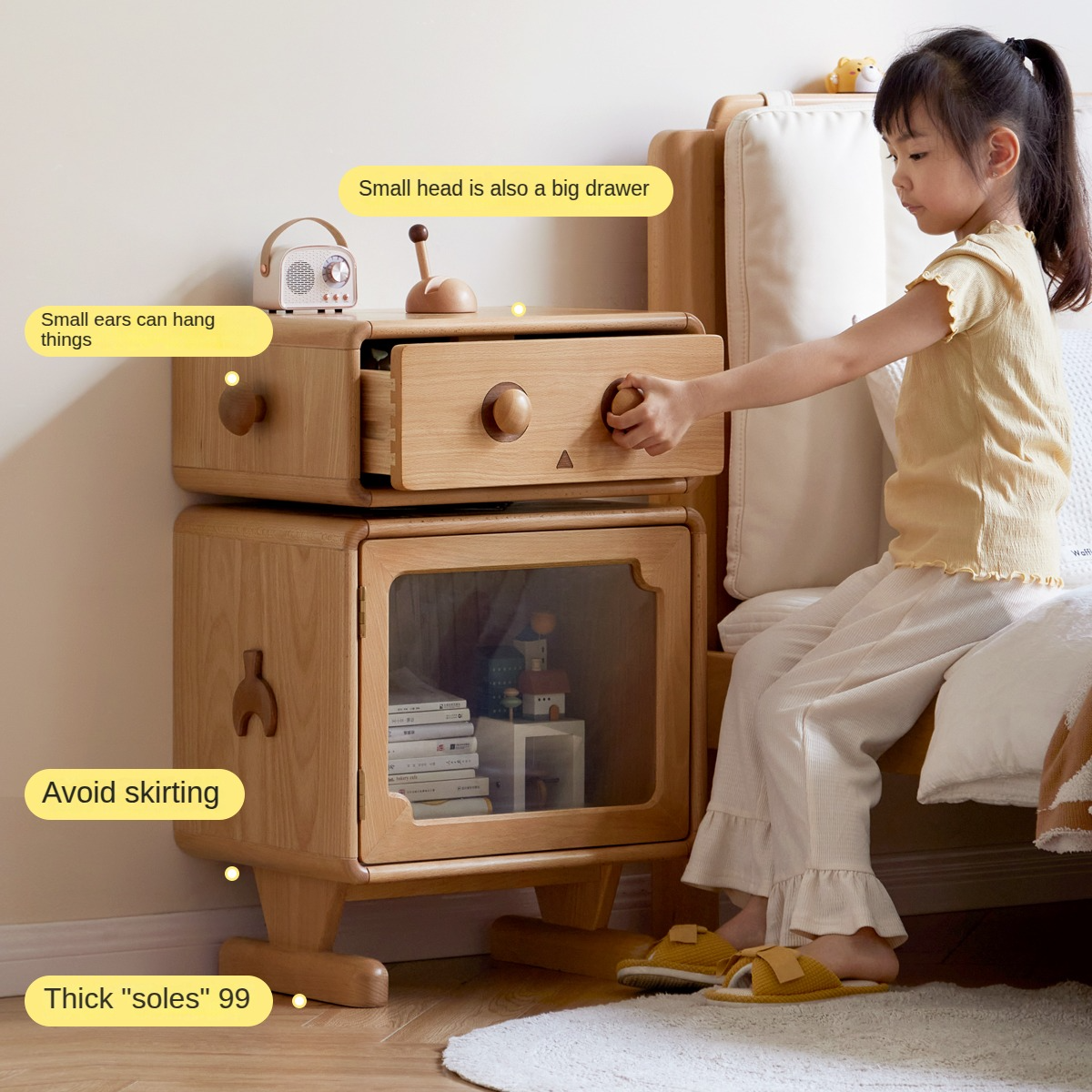Beech Solid Wood Children's Nightstand