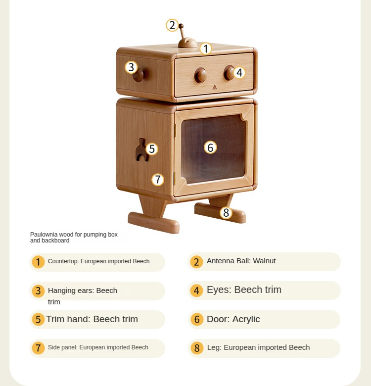 Beech Solid Wood Children's Nightstand