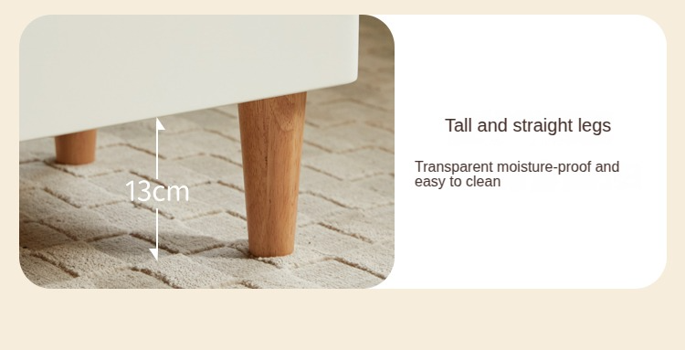Rubber Solid Wood Cream Style Nightstand