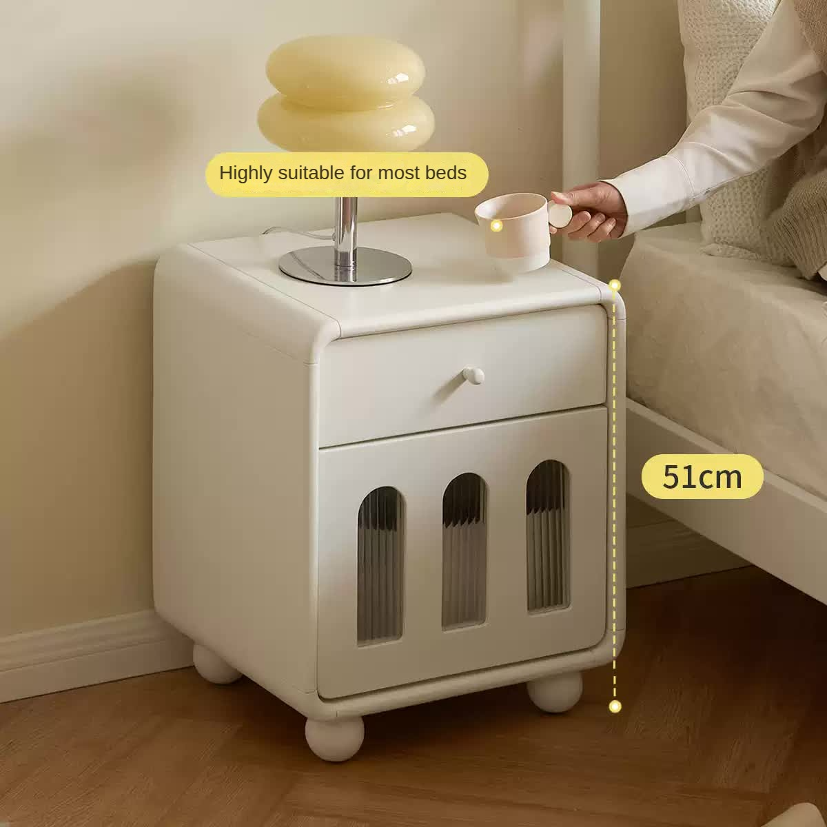 Rubber Solid Wood Light Luxury Nightstand