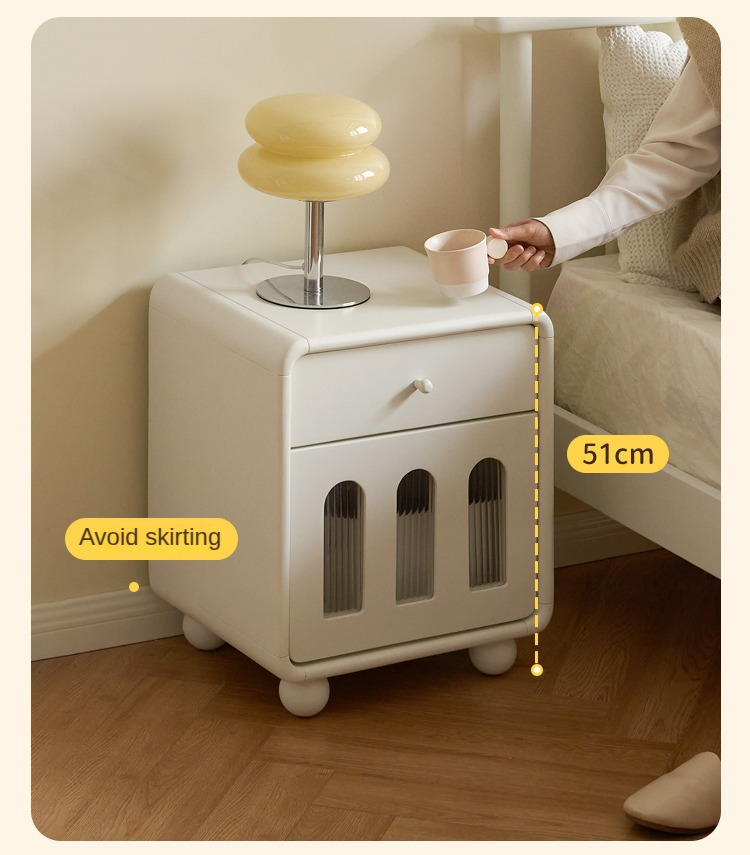 Rubber Solid Wood Light Luxury Nightstand