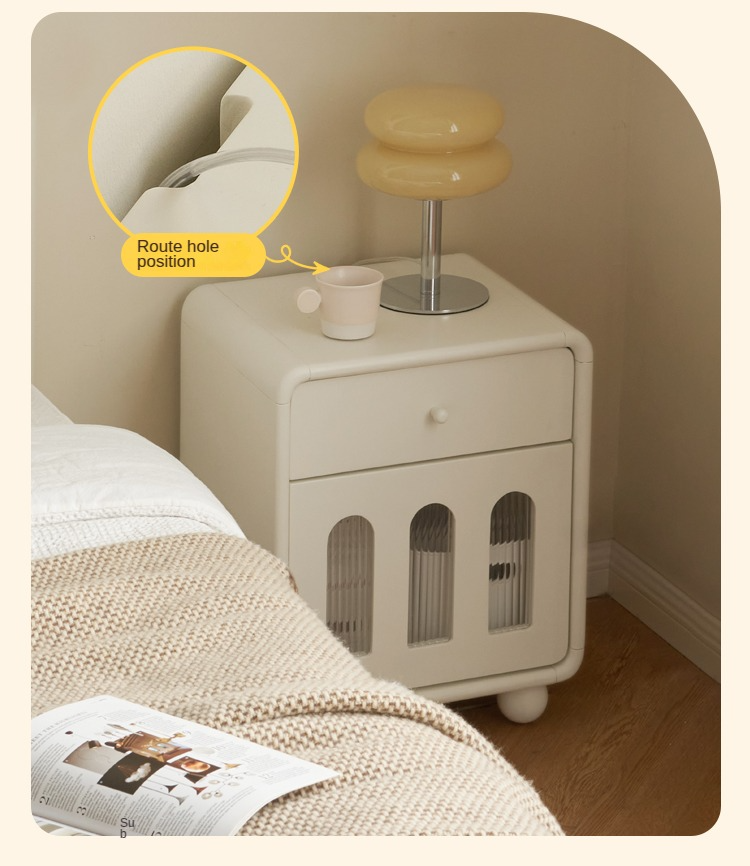 Rubber Solid Wood Light Luxury Nightstand